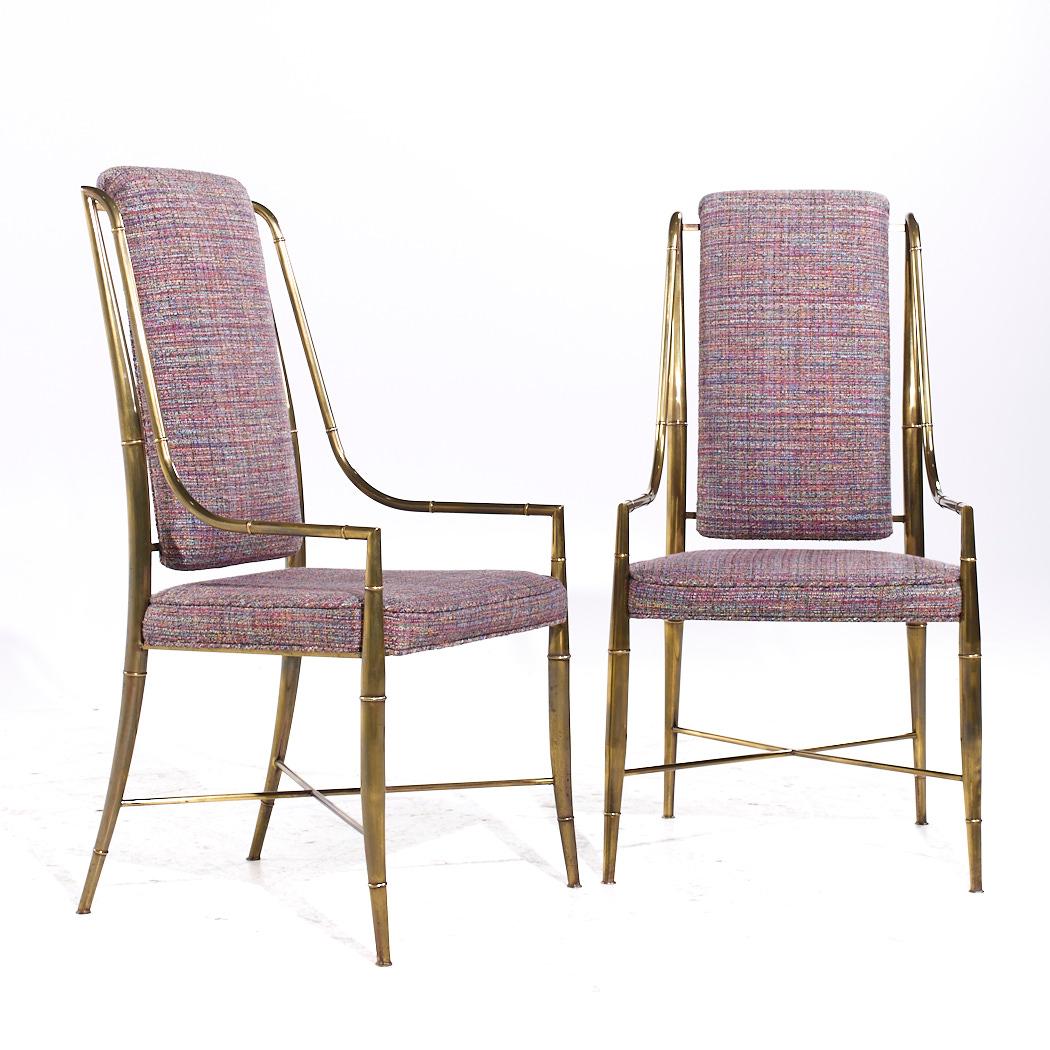 Weiman Warren Lloyd for Mastercraft Imperial Mid Century Brass Dining Chairs - Pair

Each chair measures: 22 wide x 23 deep x 43.5 inches high, with a seat height of 19 and arm height/chair clearance of 23 inches

All pieces of furniture can be had