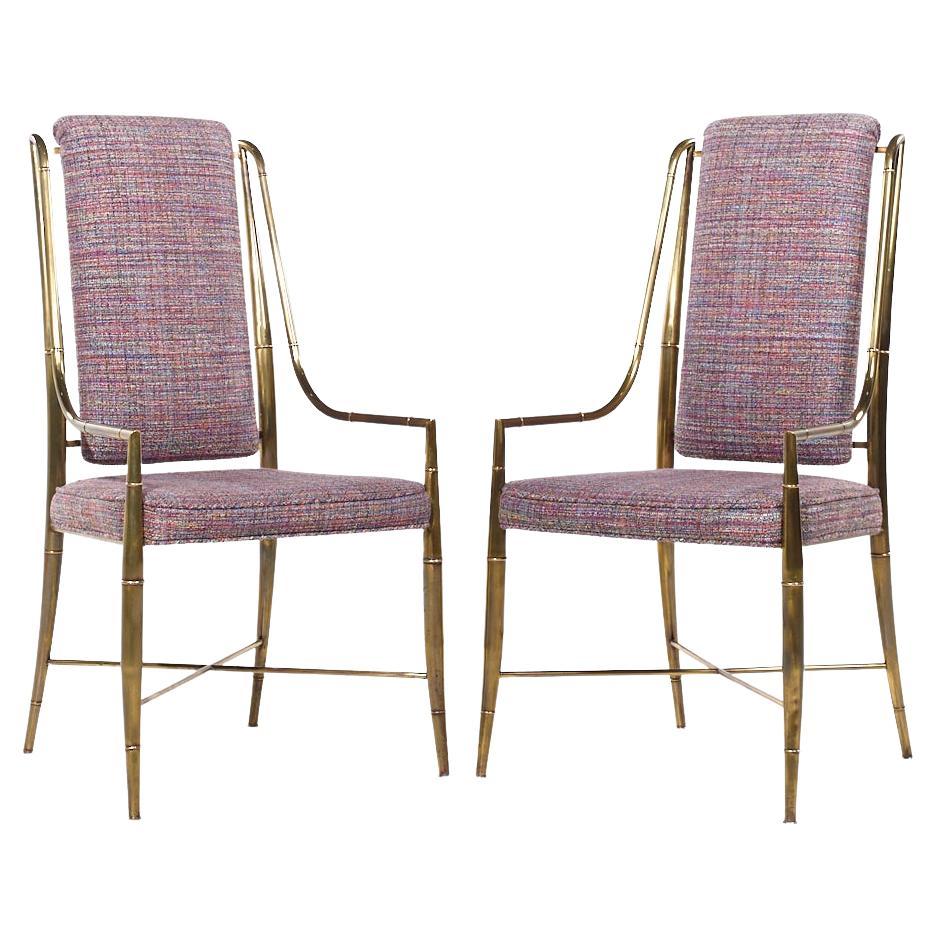 Weiman Warren Lloyd for Mastercraft Imperial MCM Brass Dining Chairs - Pair
