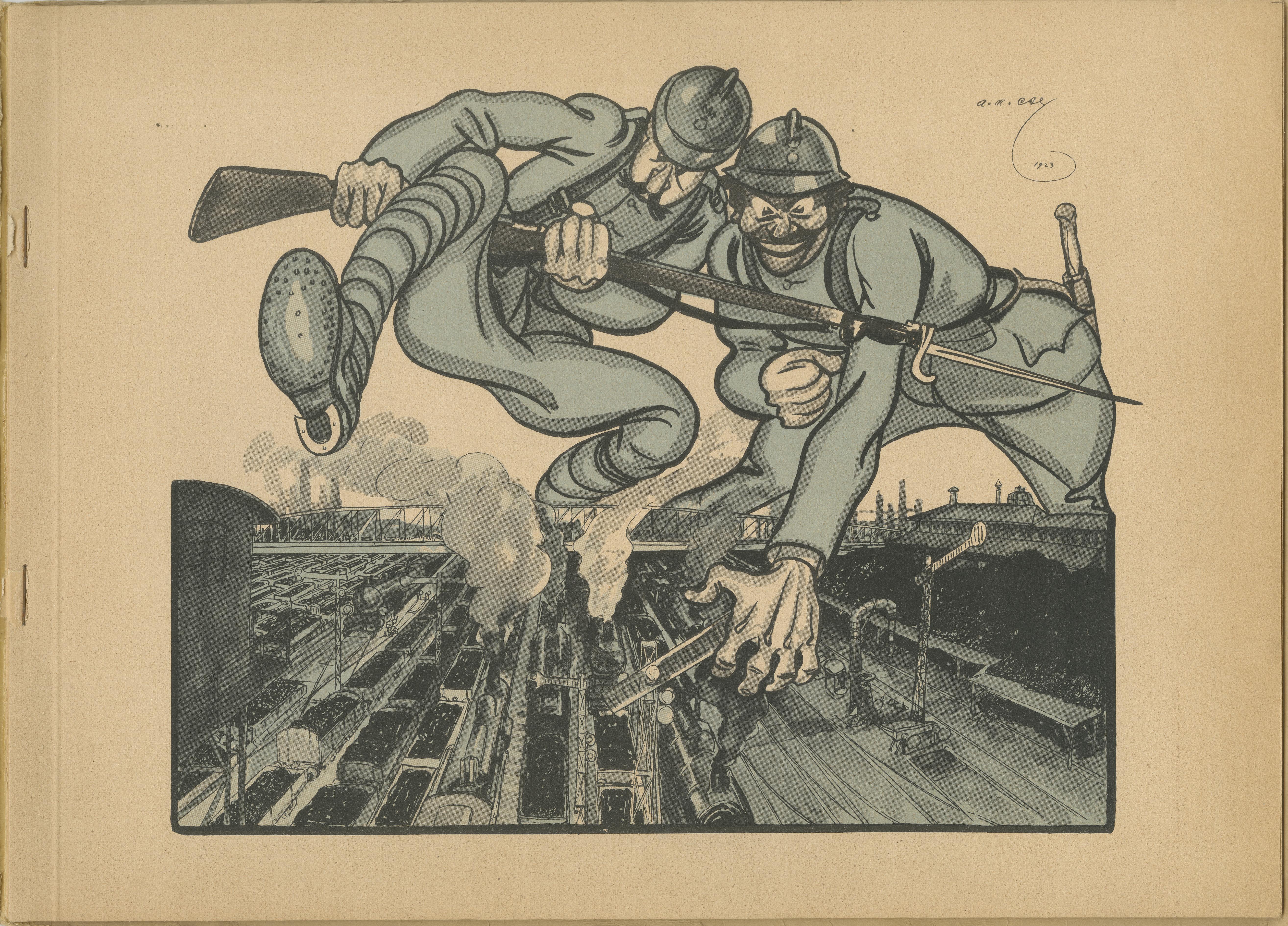 Weimar Era - German Satirical Prints Portfolio Ruhr Crisis, 1923 im Angebot 1