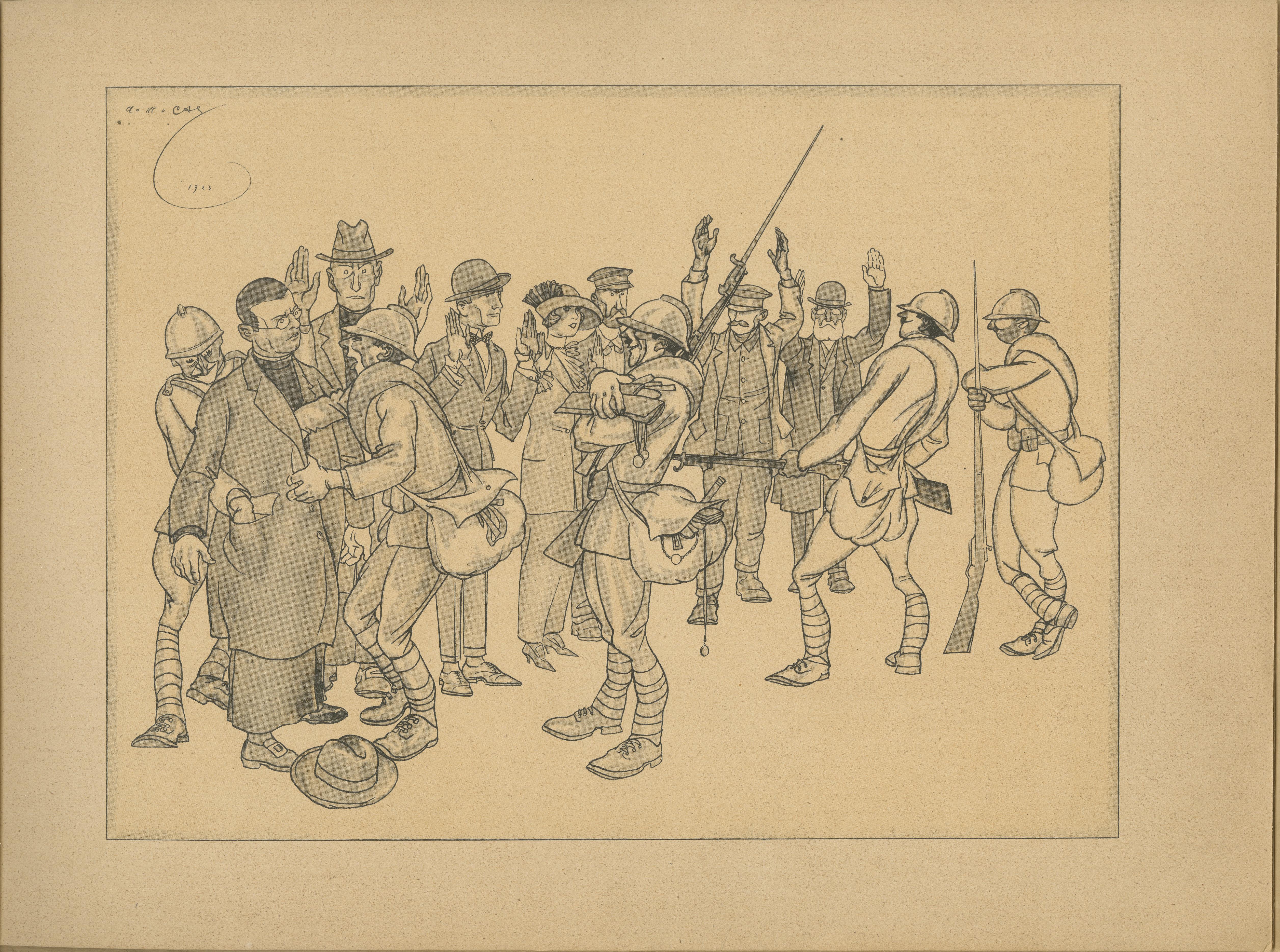 Weimar Era - German Satirical Prints Portfolio Ruhr Crisis, 1923 im Angebot 3