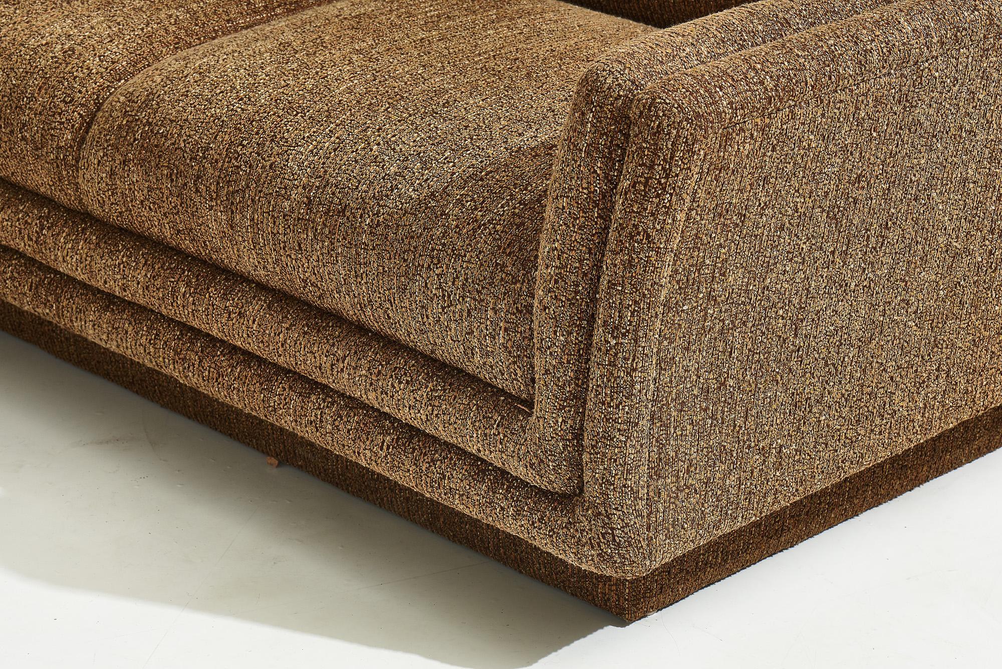 Weiman/Preview boucle upholstery, circa 1970. Original with brown boucle fabric.


