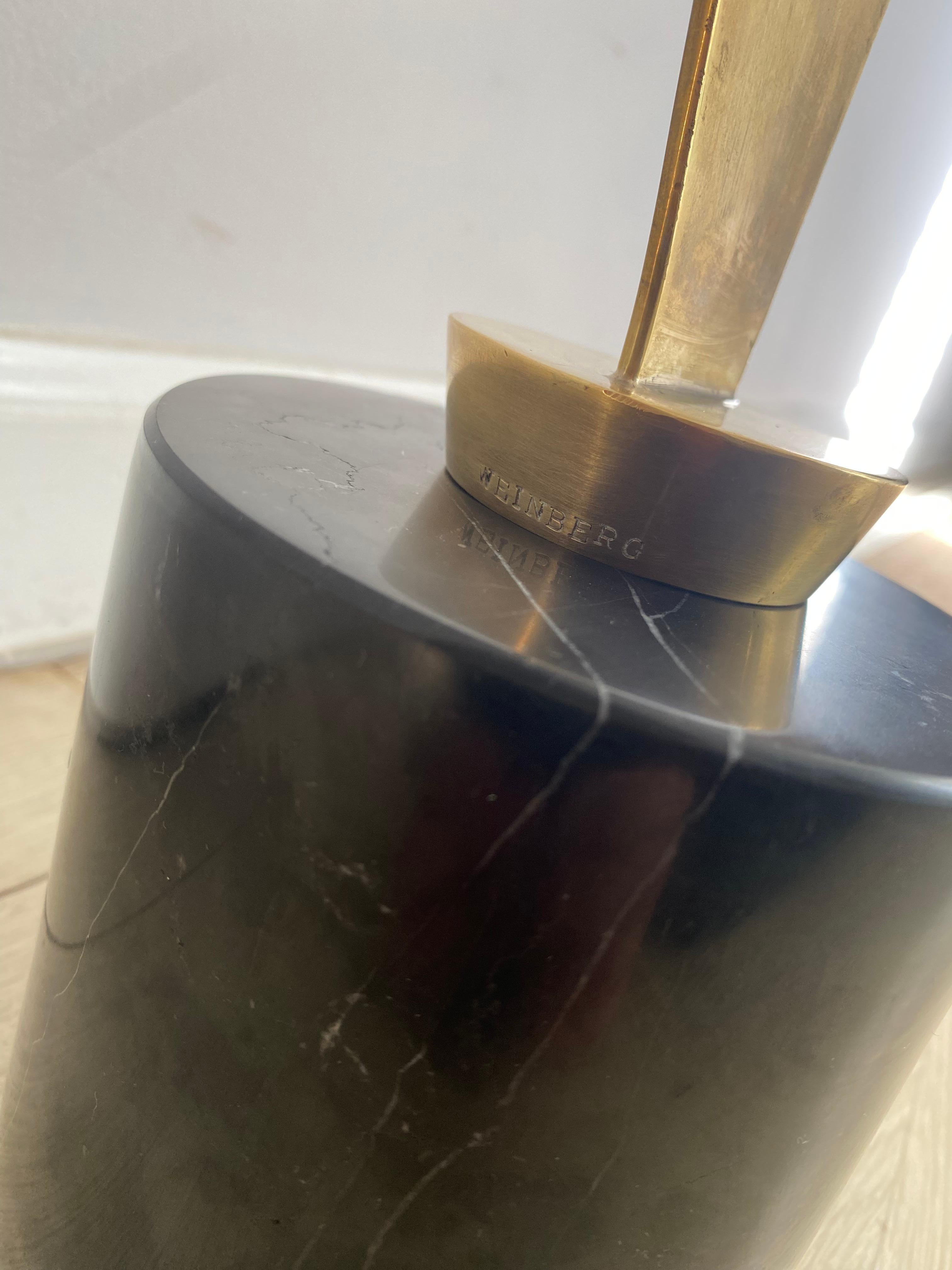 American Weinberg Abstract Propeller brass sculpture on marble base mid century signed For Sale