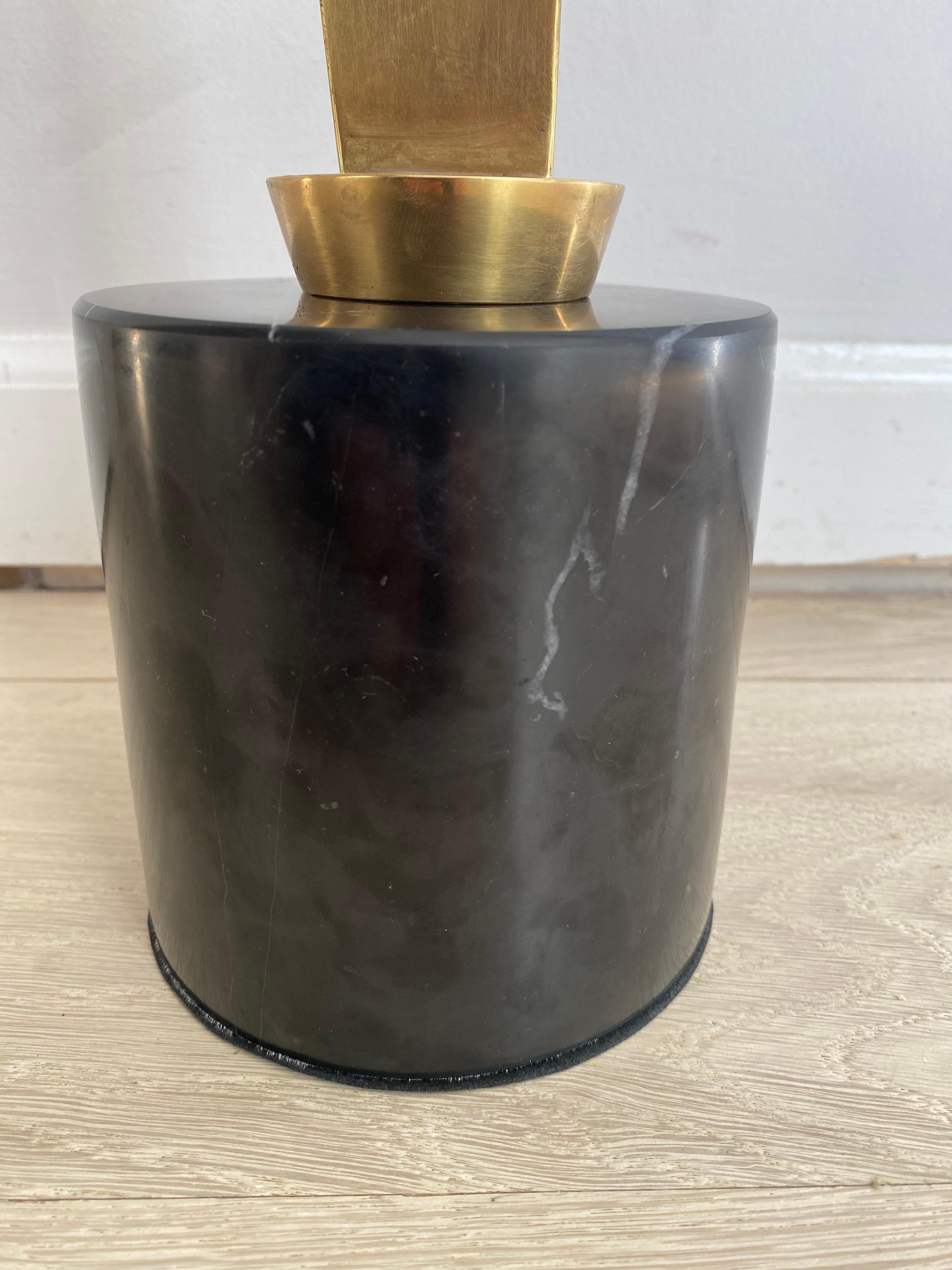 Cast Weinberg Abstract Propeller brass sculpture on marble base mid century signed For Sale