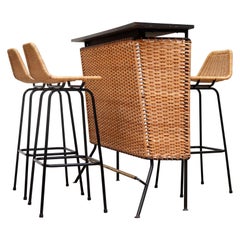 Weinberg Style Midcentury Rattan Bar