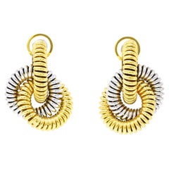 Weingrill 18 Karat Two-Tone Gold Coiled Double Door Knocker Earrings