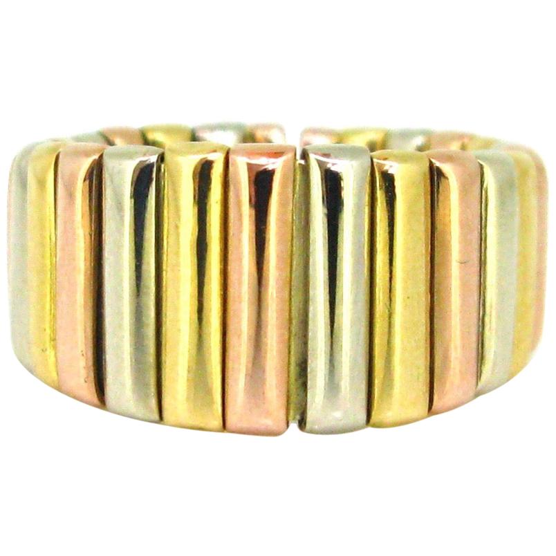 Weingrill Three Gold Yellow Rose White Gold Links Band Ring