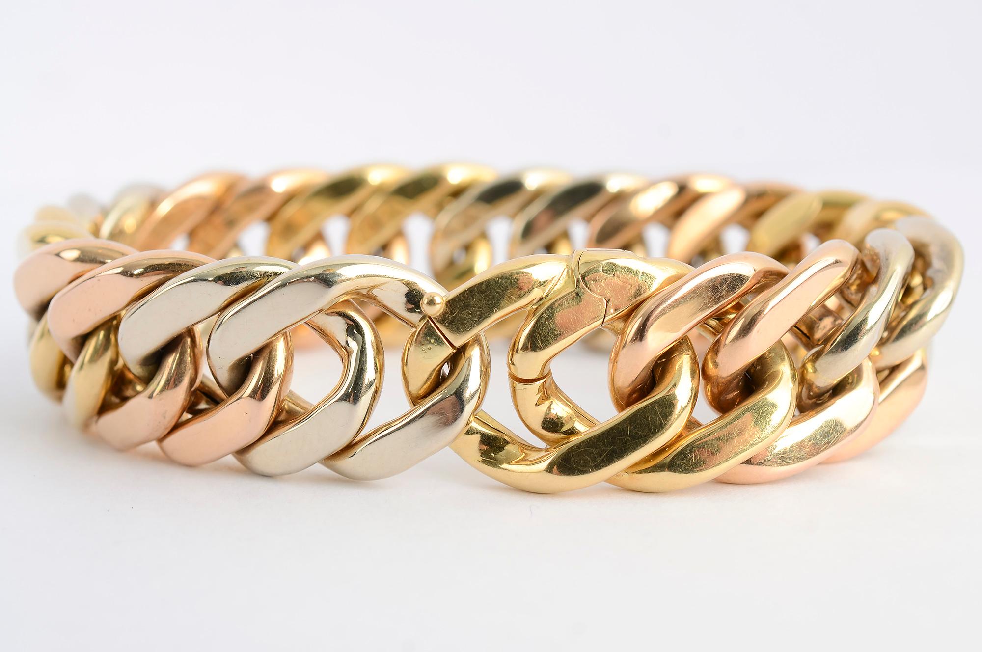 Modern Weingrill Tricolor Gold Curbchain Links Bracelet