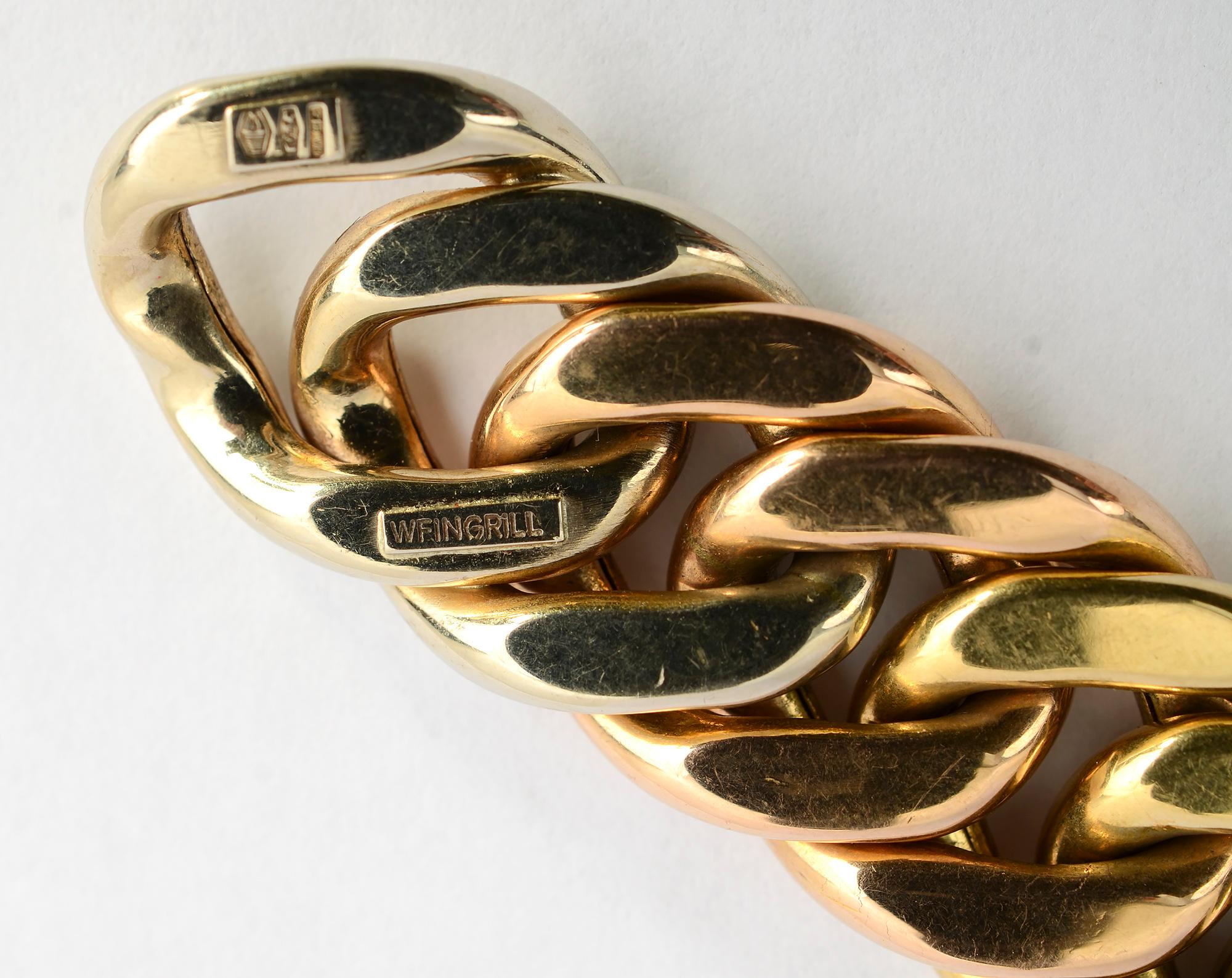 Women's or Men's Weingrill Tricolor Gold Curbchain Links Bracelet