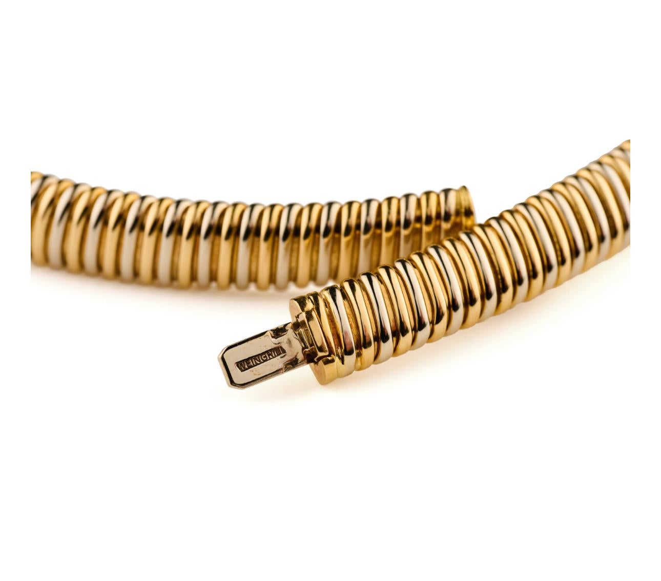 Contemporary Weingrill Tubogas Two Colors Gold Necklace For Sale