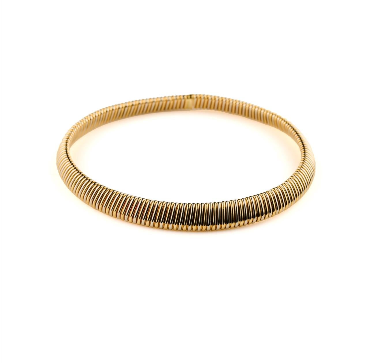 Weingrill Tubogas Two Colors Gold Necklace In Excellent Condition For Sale In Napoli, NA