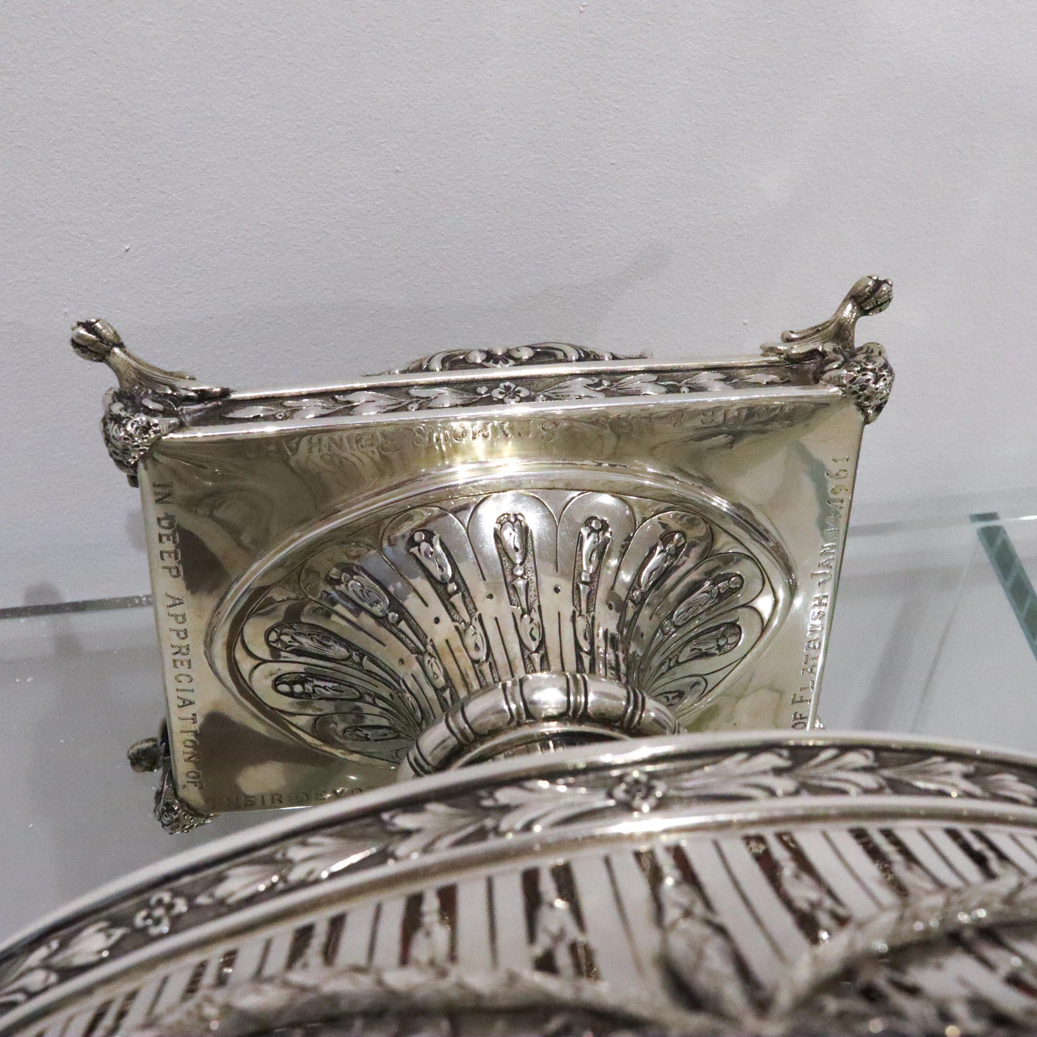German Neoclassic jardinière in silver by Weinranck & Schmidt-Hanau.

An impressive, oversized and highly decorated piece, made in Hanau Germany by the silversmiths and silver maker's Weinranck & Schmidt during the Imperial period, circa 1889.