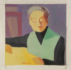 Weiqun Shi Still Life Original Oil On Canvas "Woman Sitting on Chair "