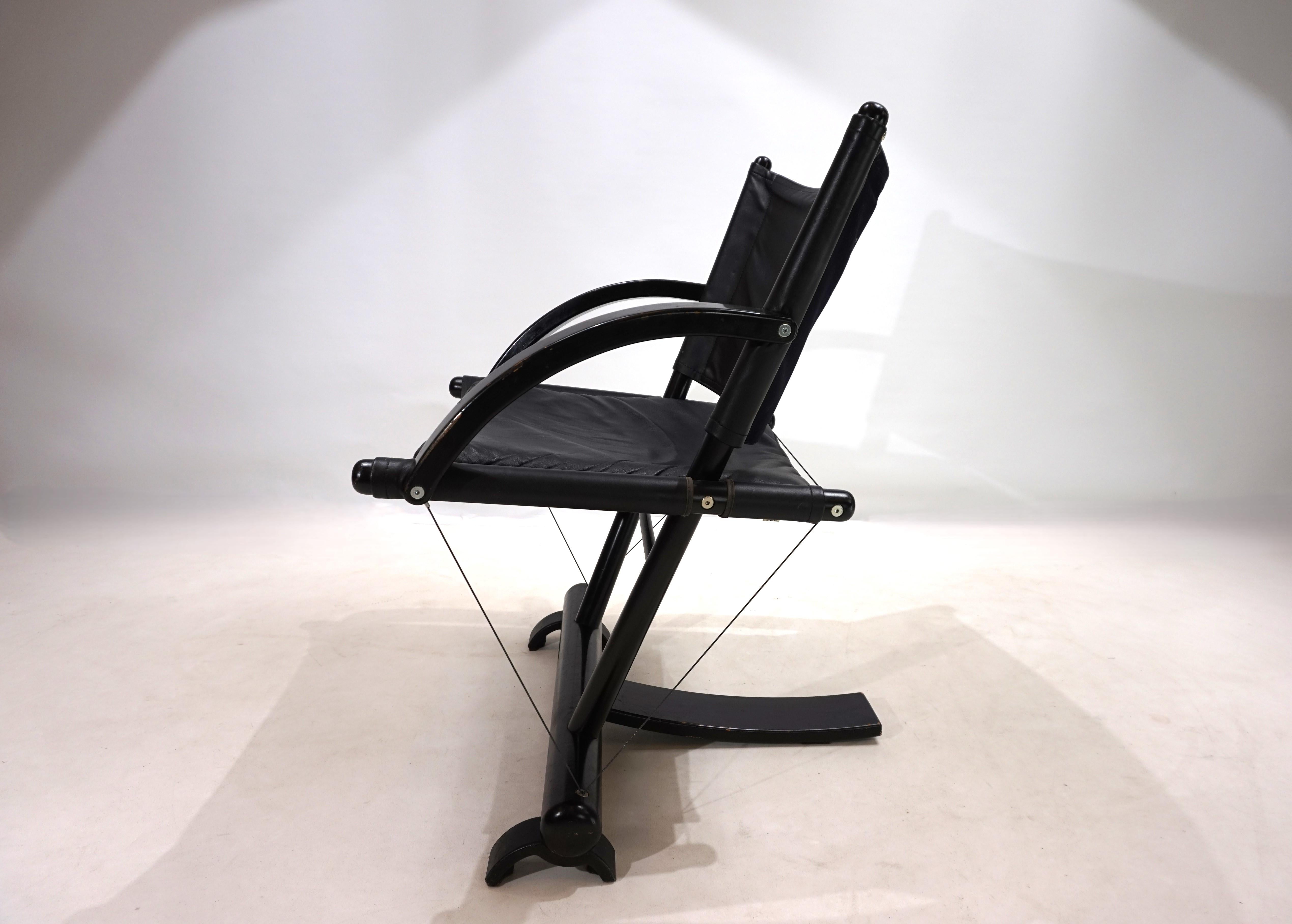 Sillón de cuero Weishäupl Werkstätten String, 1980 Posmoderno en venta
