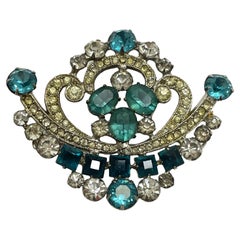 WEISS CO NY silver tone rhinestone designer brooch