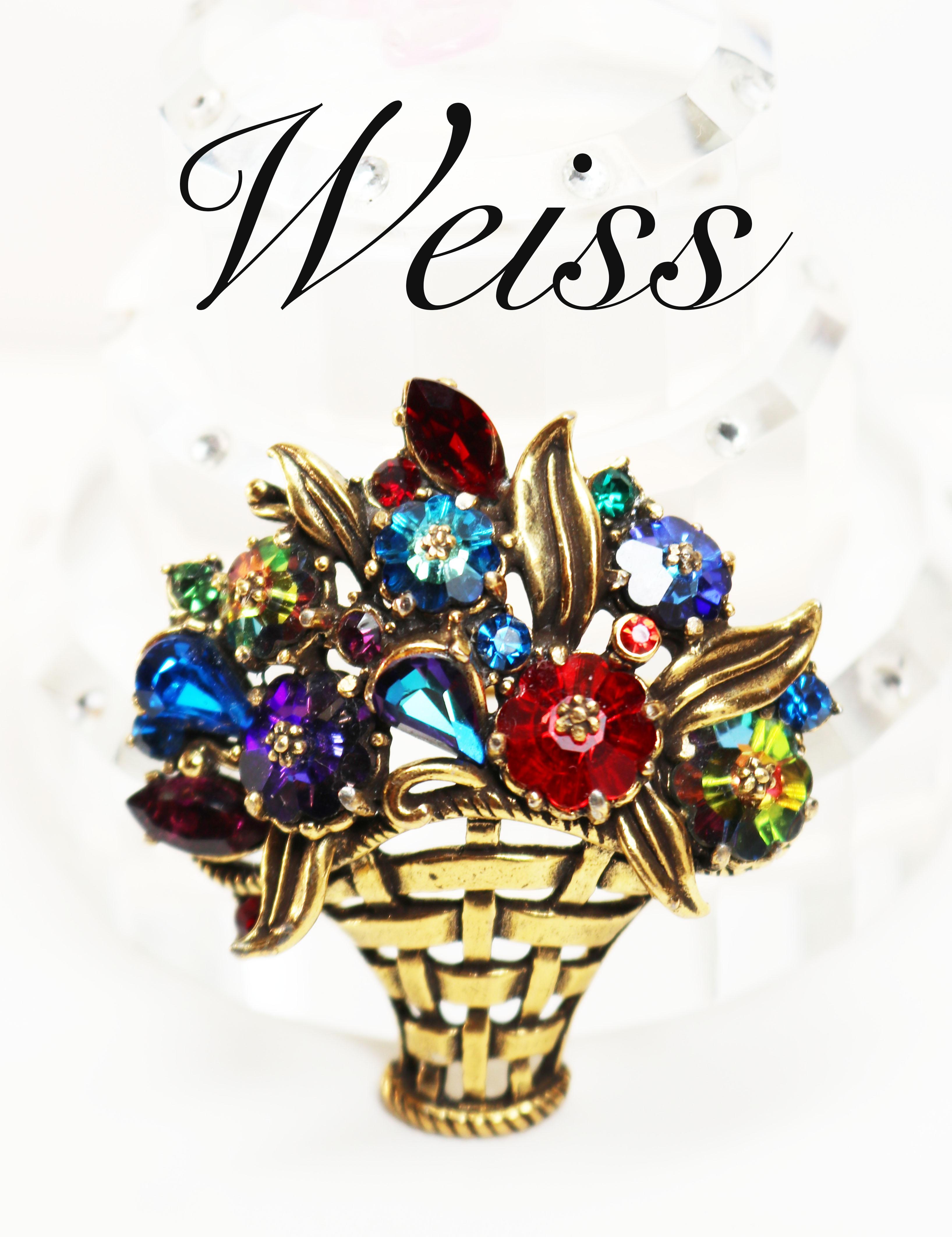 Weiss Floral Bouquet Basket Brooch For Sale 8