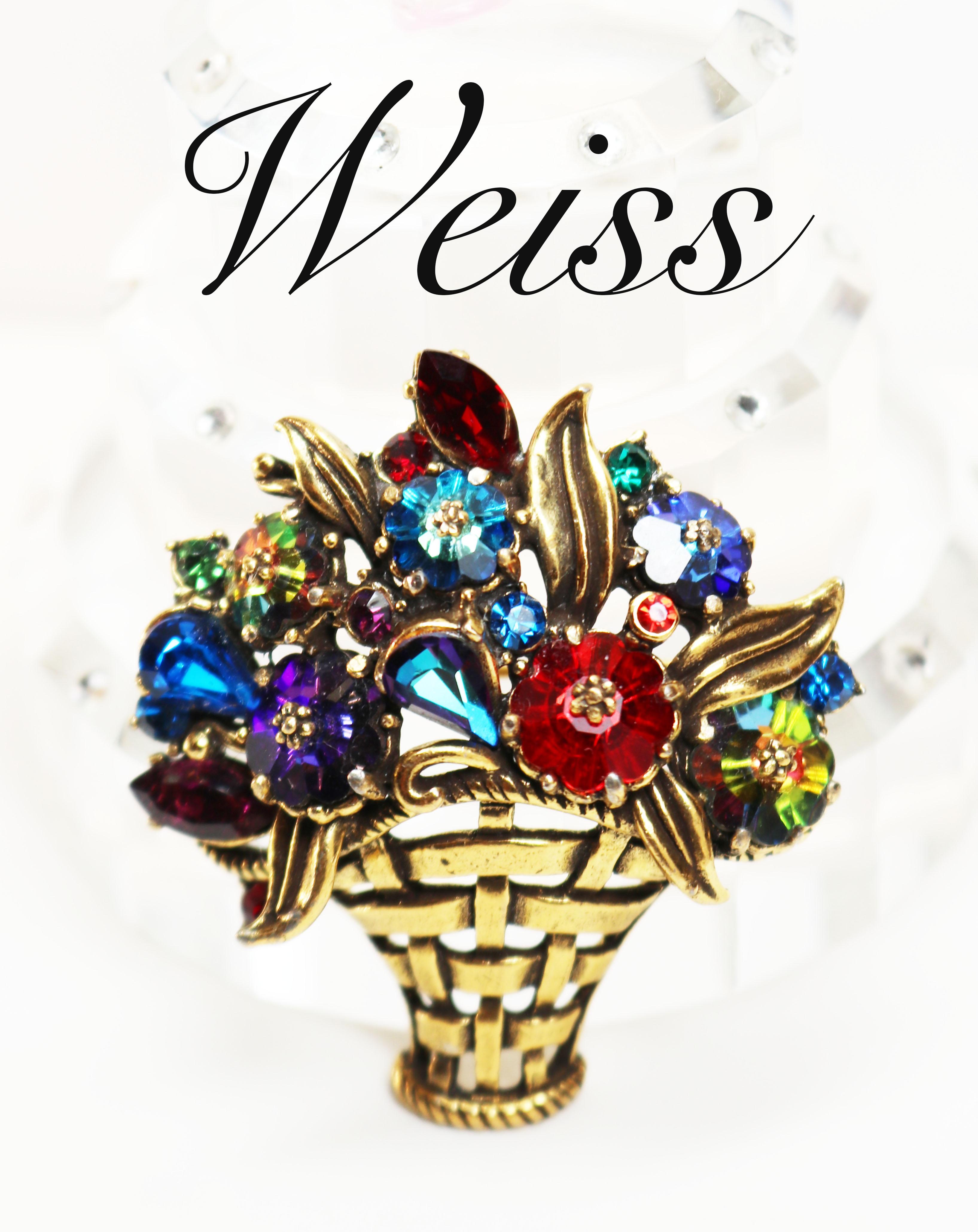 Women's or Men's Weiss Floral Bouquet Basket Brooch For Sale