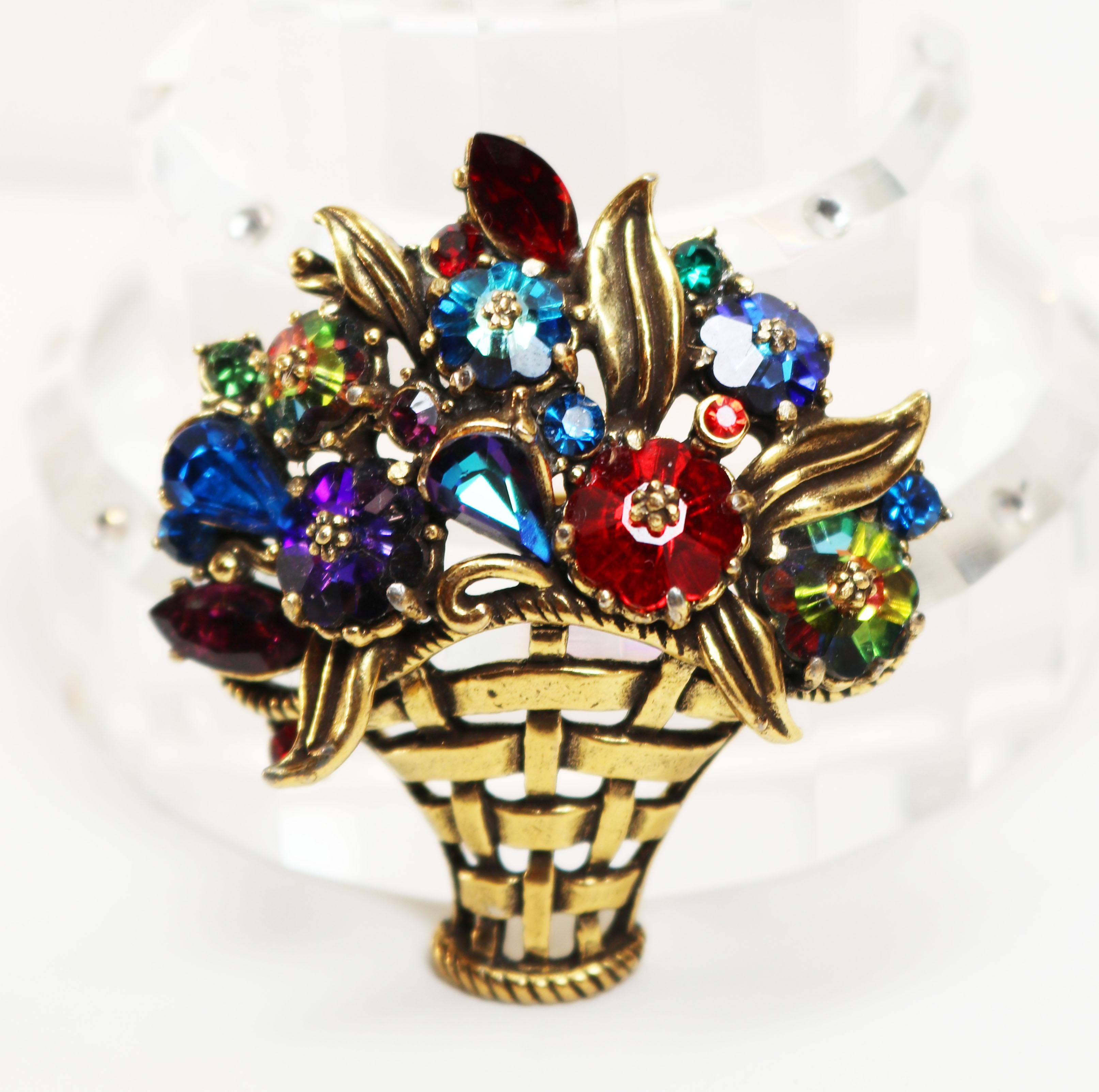 Weiss Floral Bouquet Basket Brooch For Sale 2