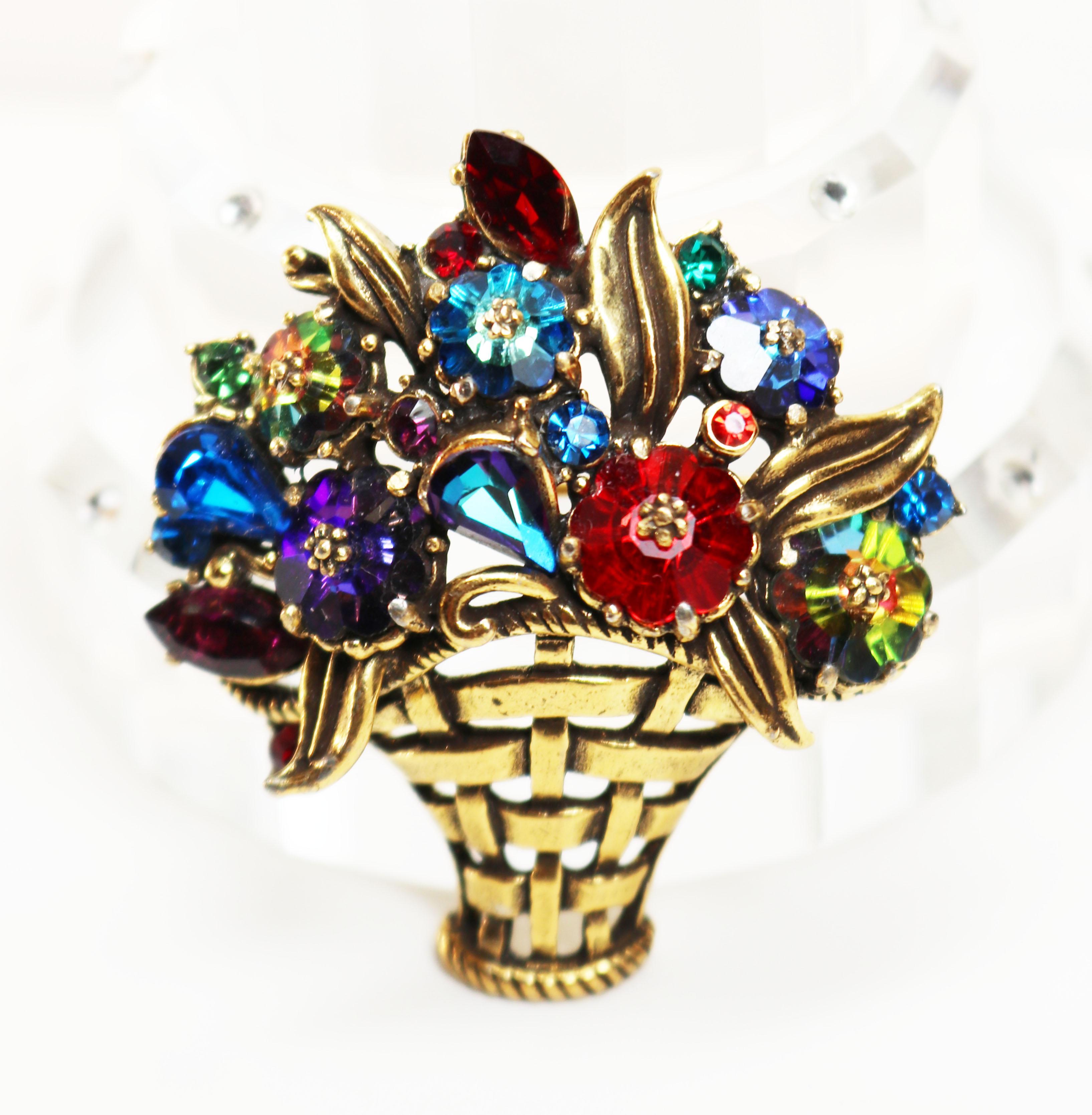 Weiss Floral Bouquet Basket Brooch For Sale 3