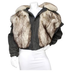 Weiss Grey Suede Mink Fur Vintage Bomber Jacket