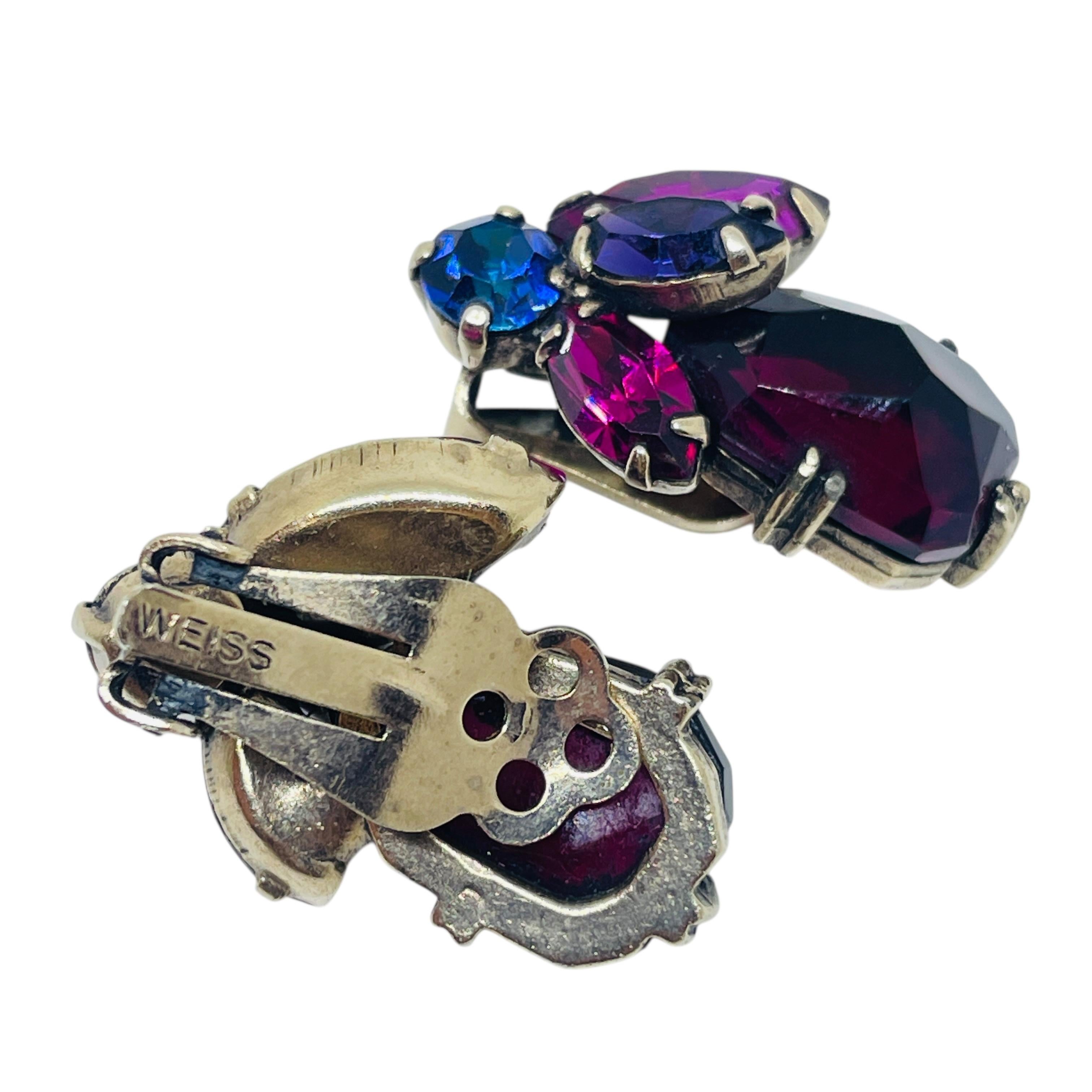 Weiss Signed Silver Tone Ruby Sapphire Fuchsia Gl… - image 3