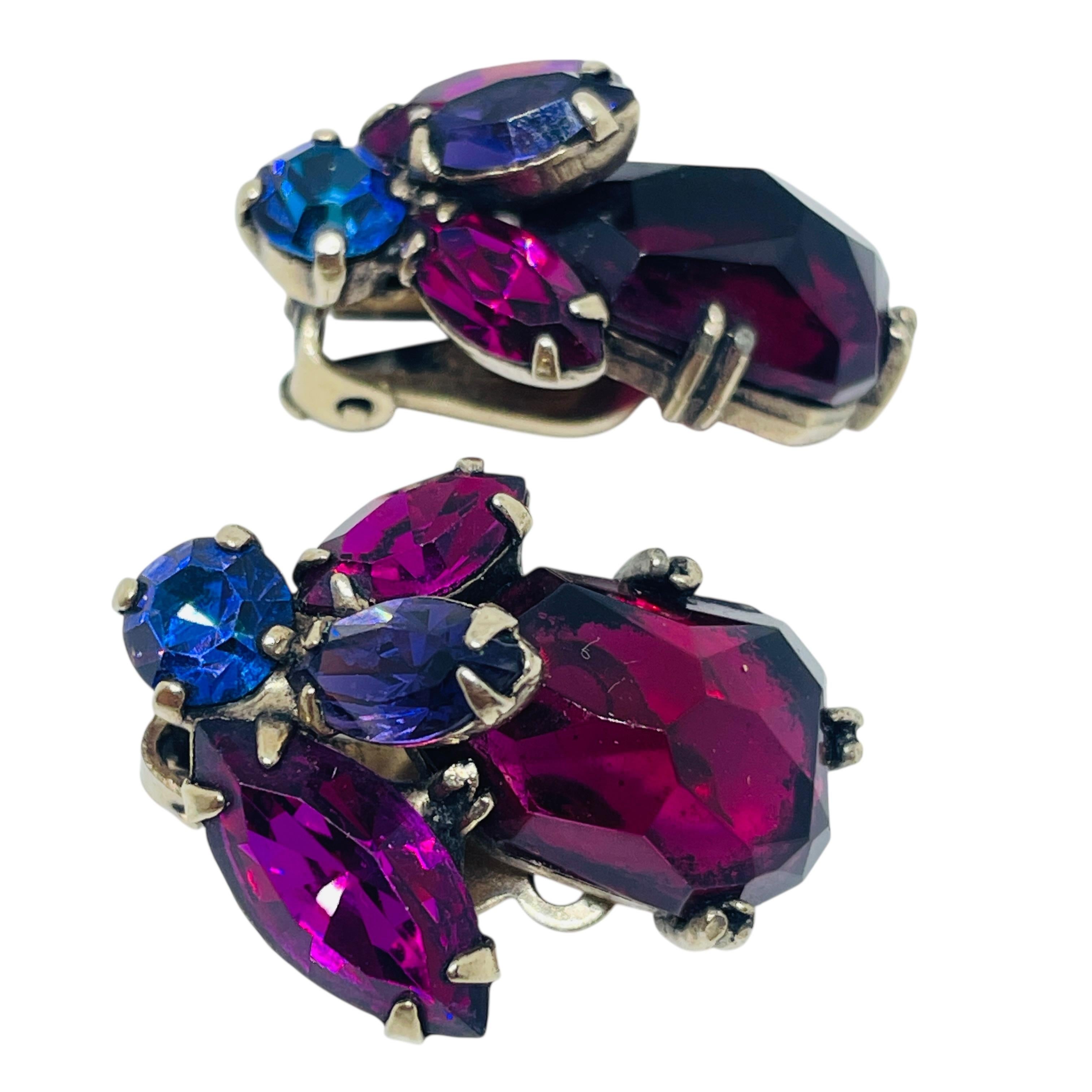 Weiss Signed Silver Tone Ruby Sapphire Fuchsia Gl… - image 4