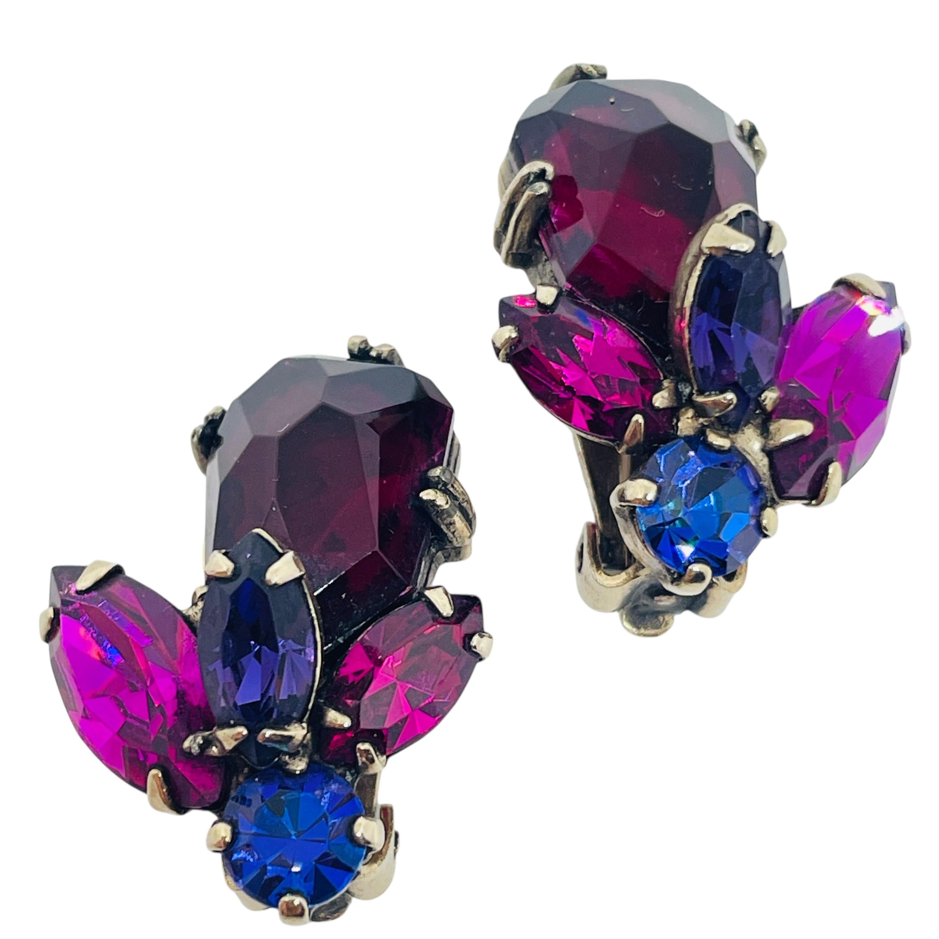 Weiss Signed Silver Tone Ruby Sapphire Fuchsia Gl… - image 5