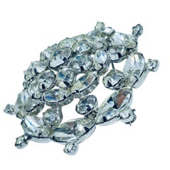 WEISS signed vintage silver tone rhinestone designer brooch