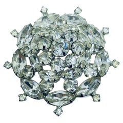WEISS signed vintage silver tone rhinestone designer brooch