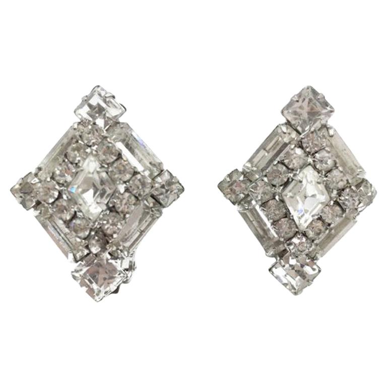 Weiss Vintage Earrings Crystal Lozenge 1950S