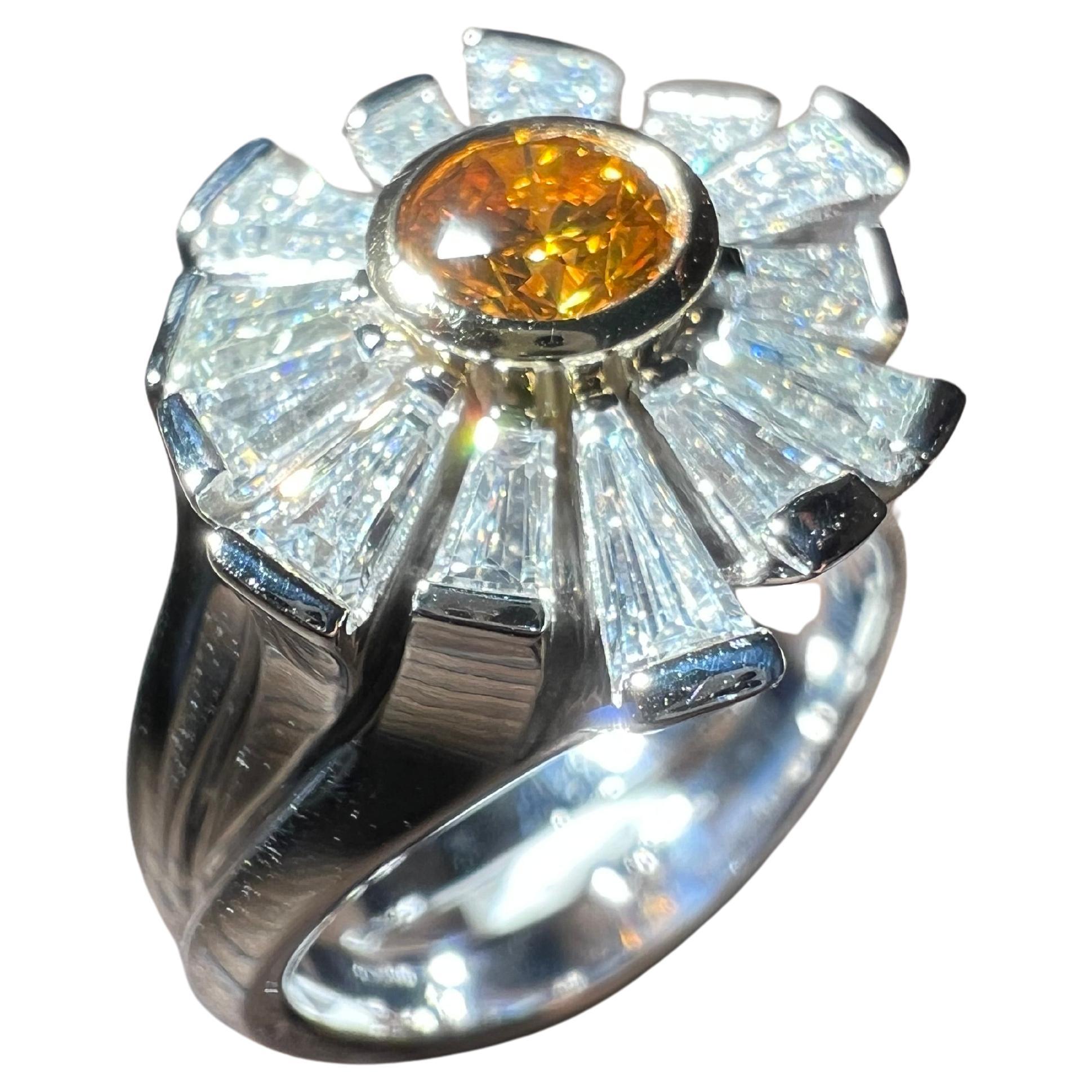 Weissgold Ring 18k mit naturfarbenen Diamanten (2.2 Carat)