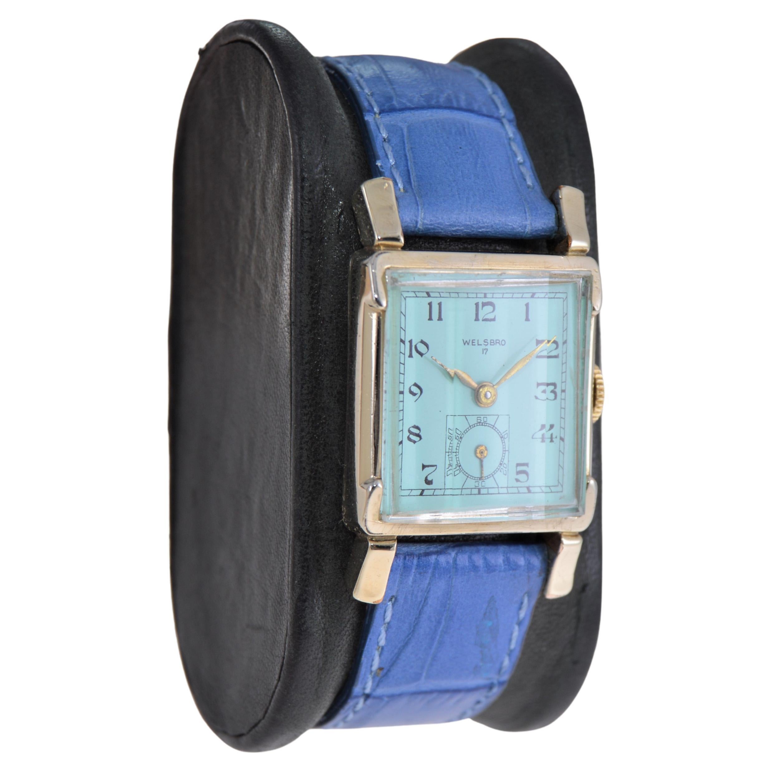 FACTORY / HOUSE: Welbros Watch Company
STYLE / REFERENCE: Art Deco / Reference 
METAL / MATERIAL: Yellow Gold Filled
CIRCA / YEAR: 1940's
DIMENSIONS / SIZE: 38mm Length X 28mm Diameter
MOVEMENT / CALIBER: Manual Winding / 17 Jewels / Caliber
