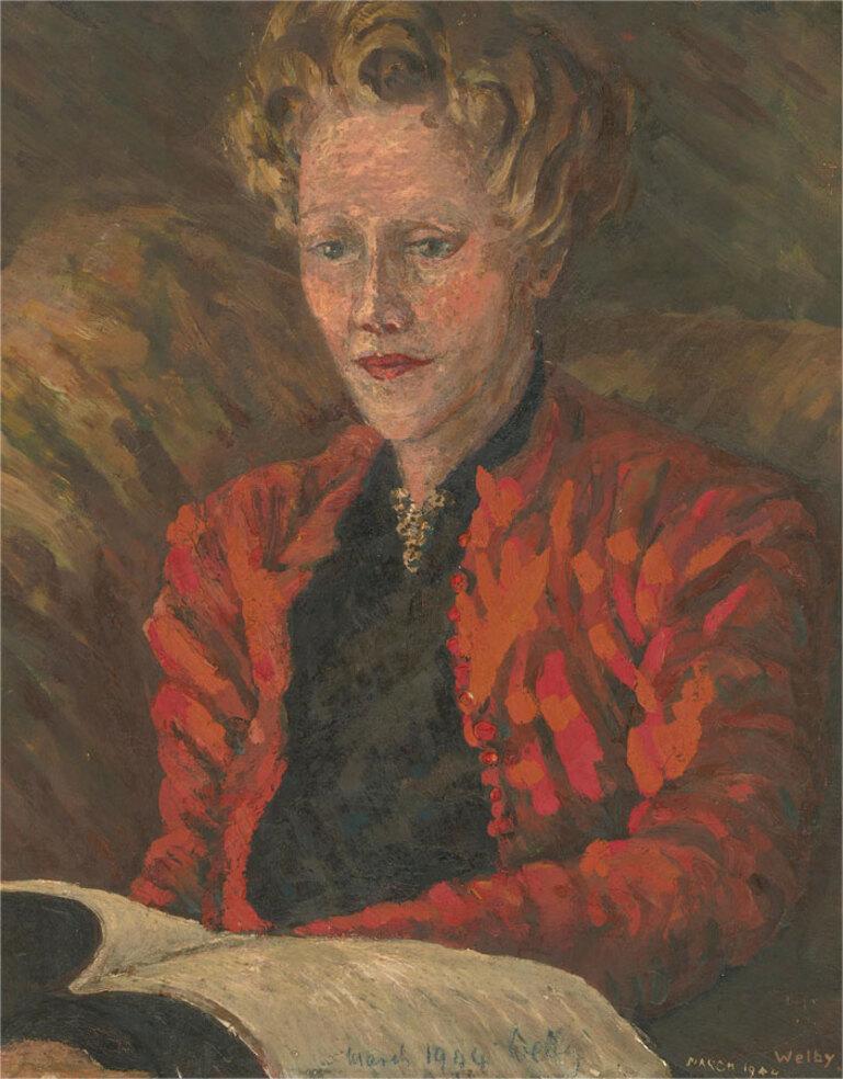 Welby Arthur Skinner - 1944 Olio, La moglie dell'artista in vendita 2