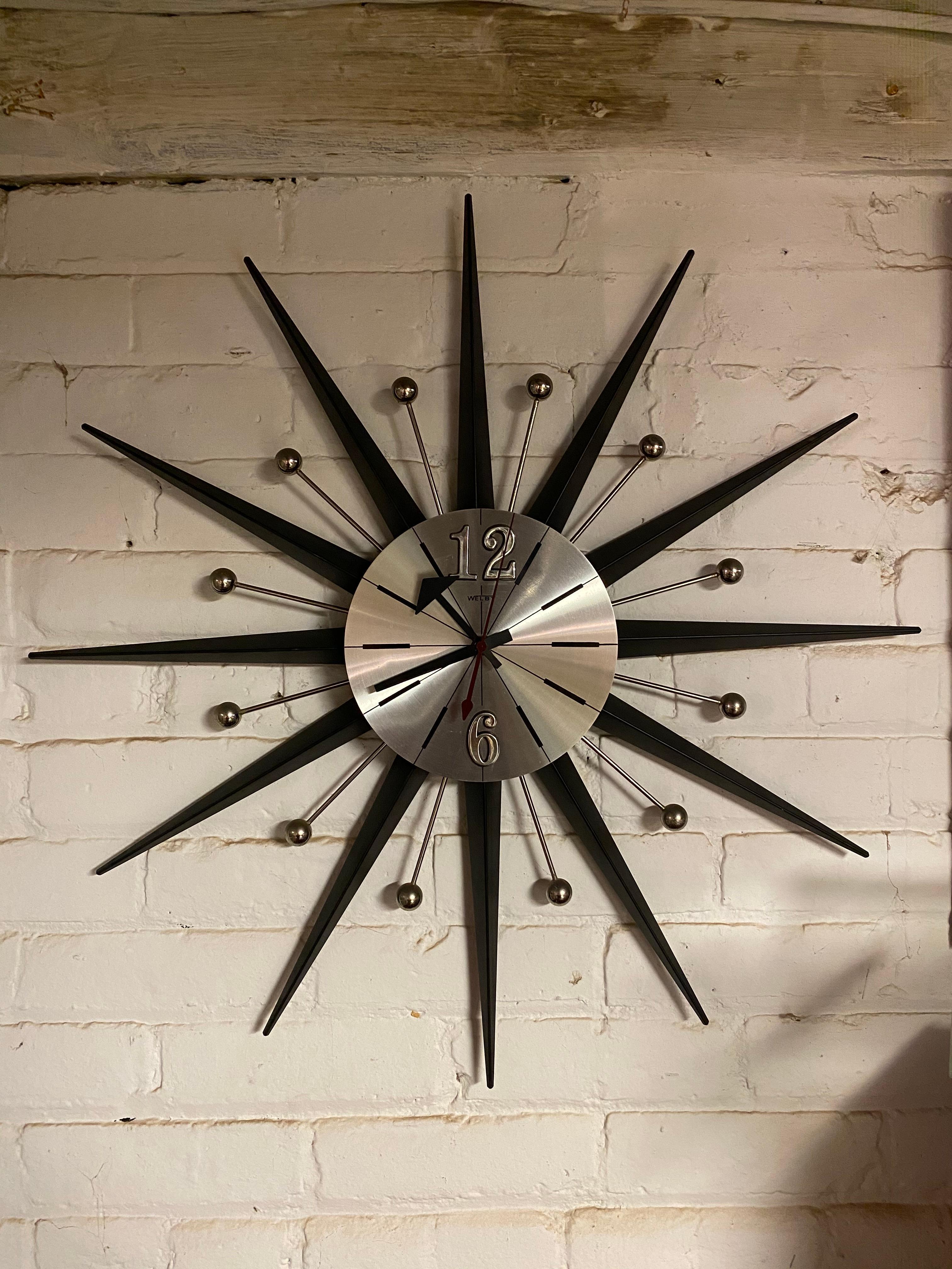 Aluminum Welby Sunburst Wall Clock