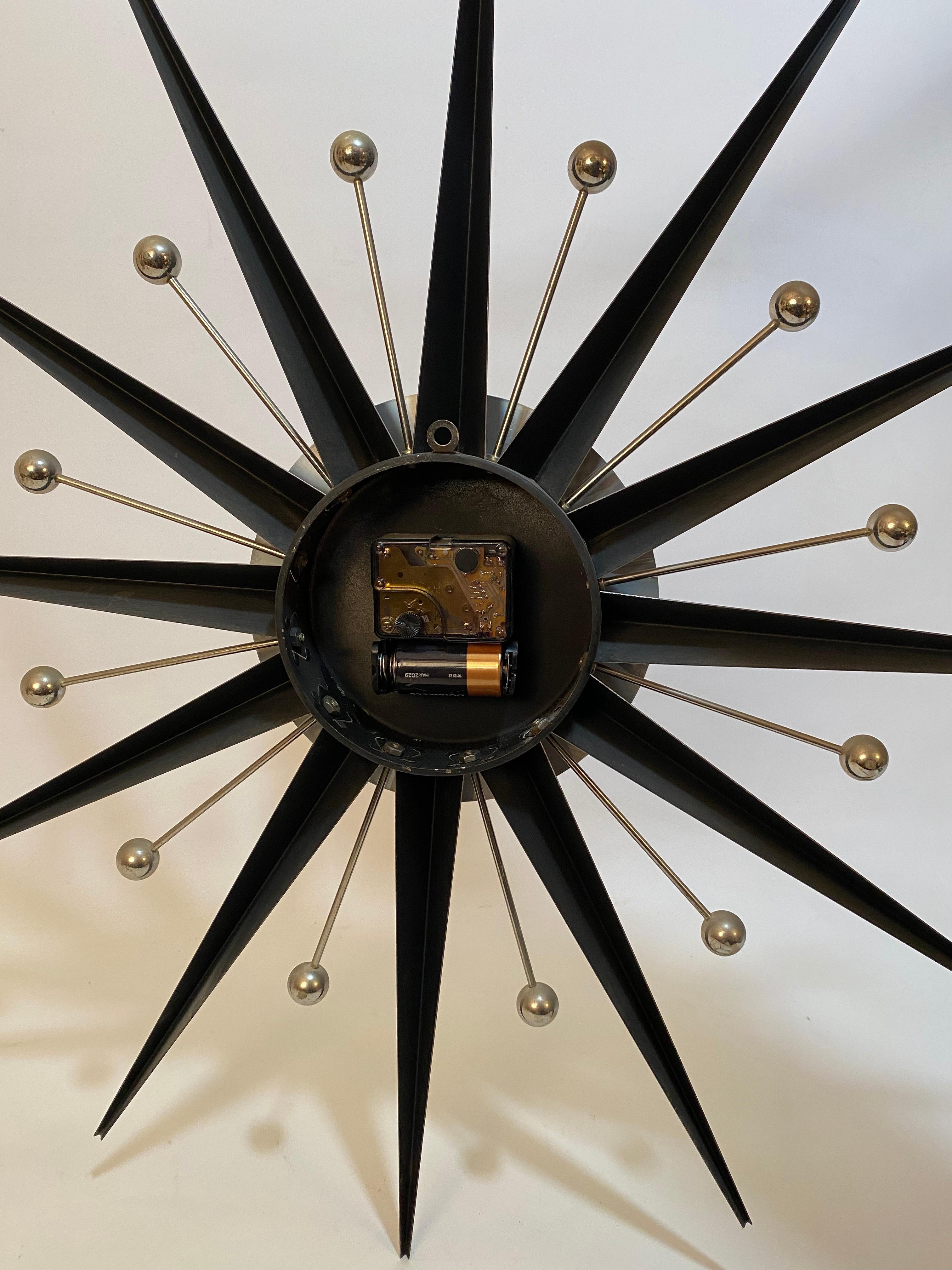 Welby Sunburst Wall Clock In Good Condition In Garnerville, NY