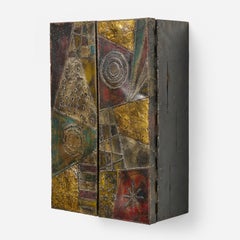 Welded and Patinated Steel Wall Cabinet by Paul Evans for Directional