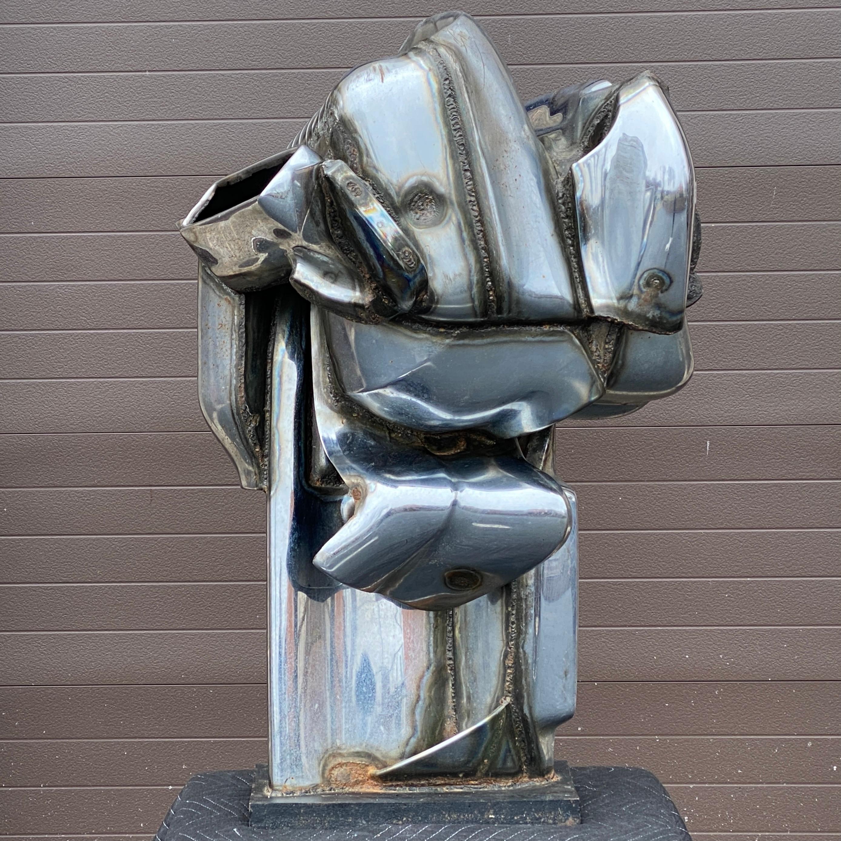 Américain Bumper automobile chromé soudé - Sculpture abstraite de Jason Seley (1919-1983) en vente