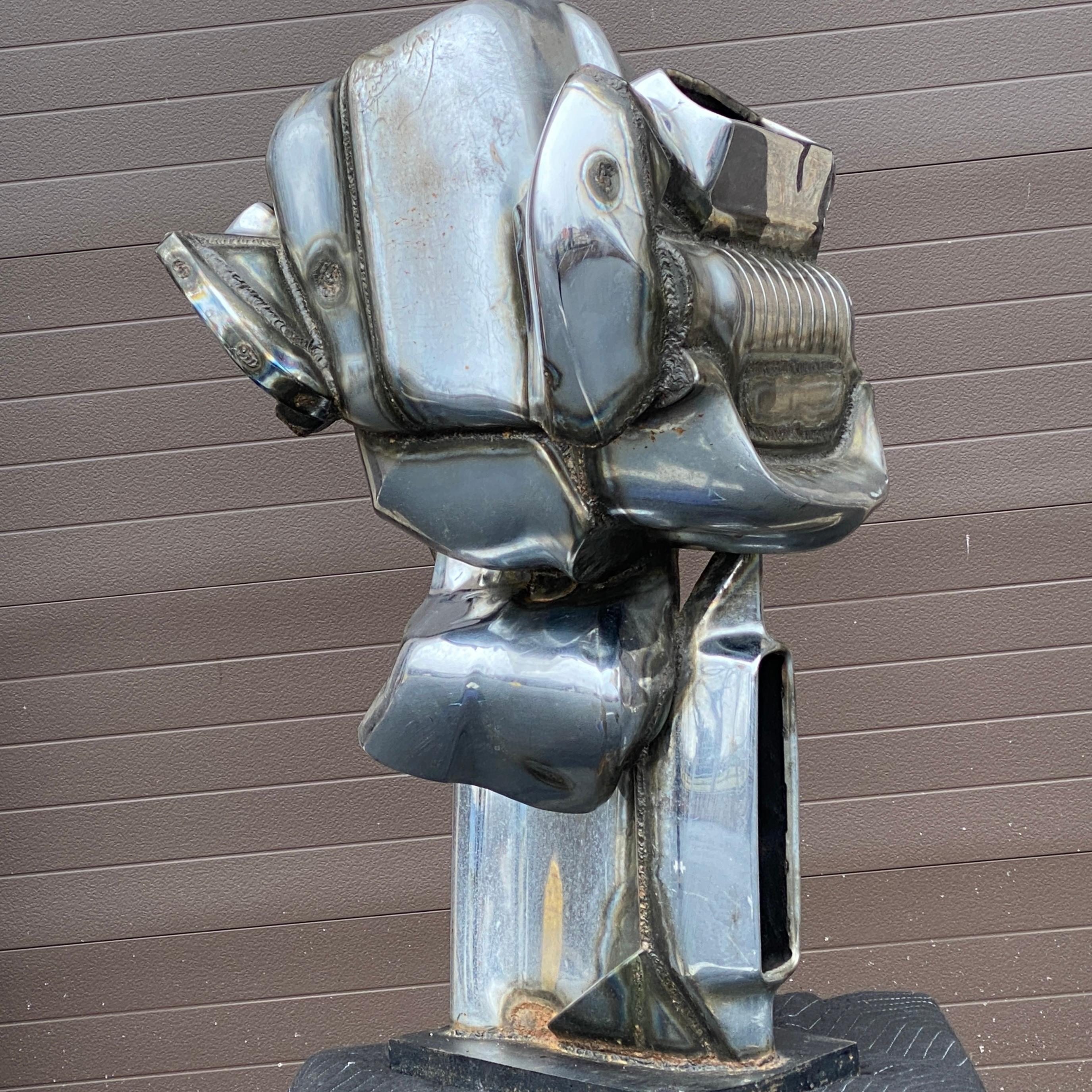 Welded Chrome Automobile Bumper Abstract Sculpture by Jason Seley, '1919-1983' In Good Condition For Sale In West Chester, PA
