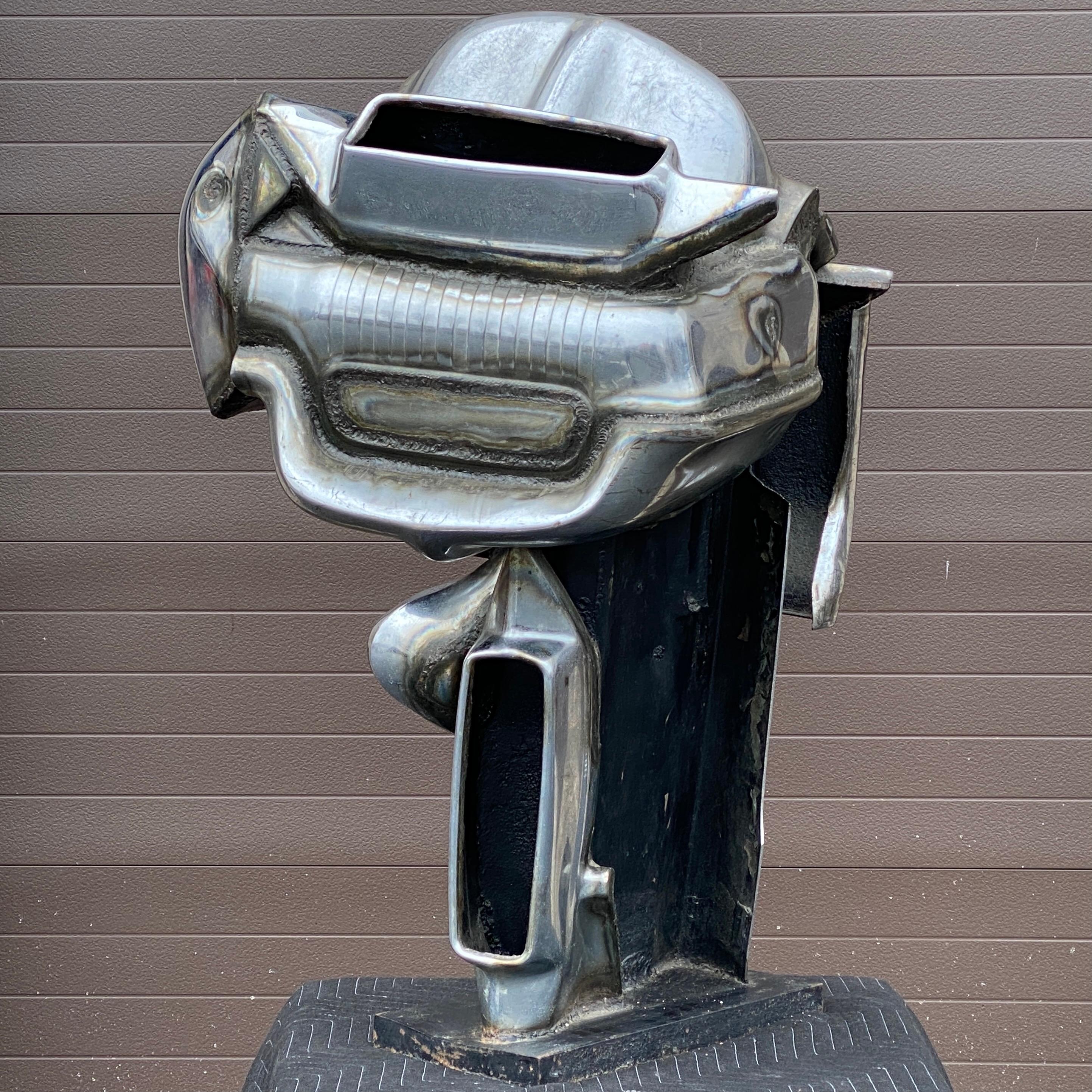 Steel Welded Chrome Automobile Bumper Abstract Sculpture by Jason Seley, '1919-1983' For Sale