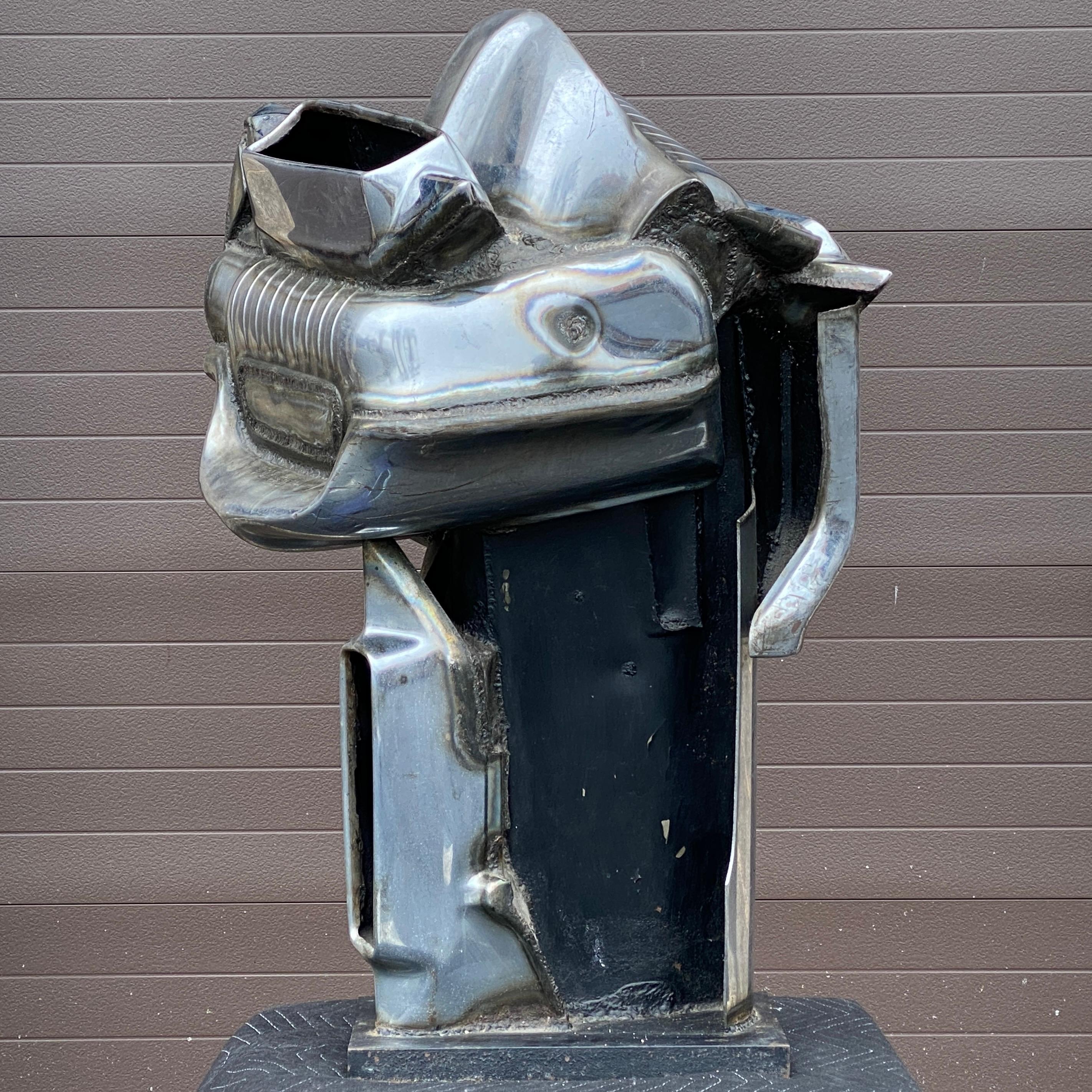 Acier Bumper automobile chromé soudé - Sculpture abstraite de Jason Seley (1919-1983) en vente