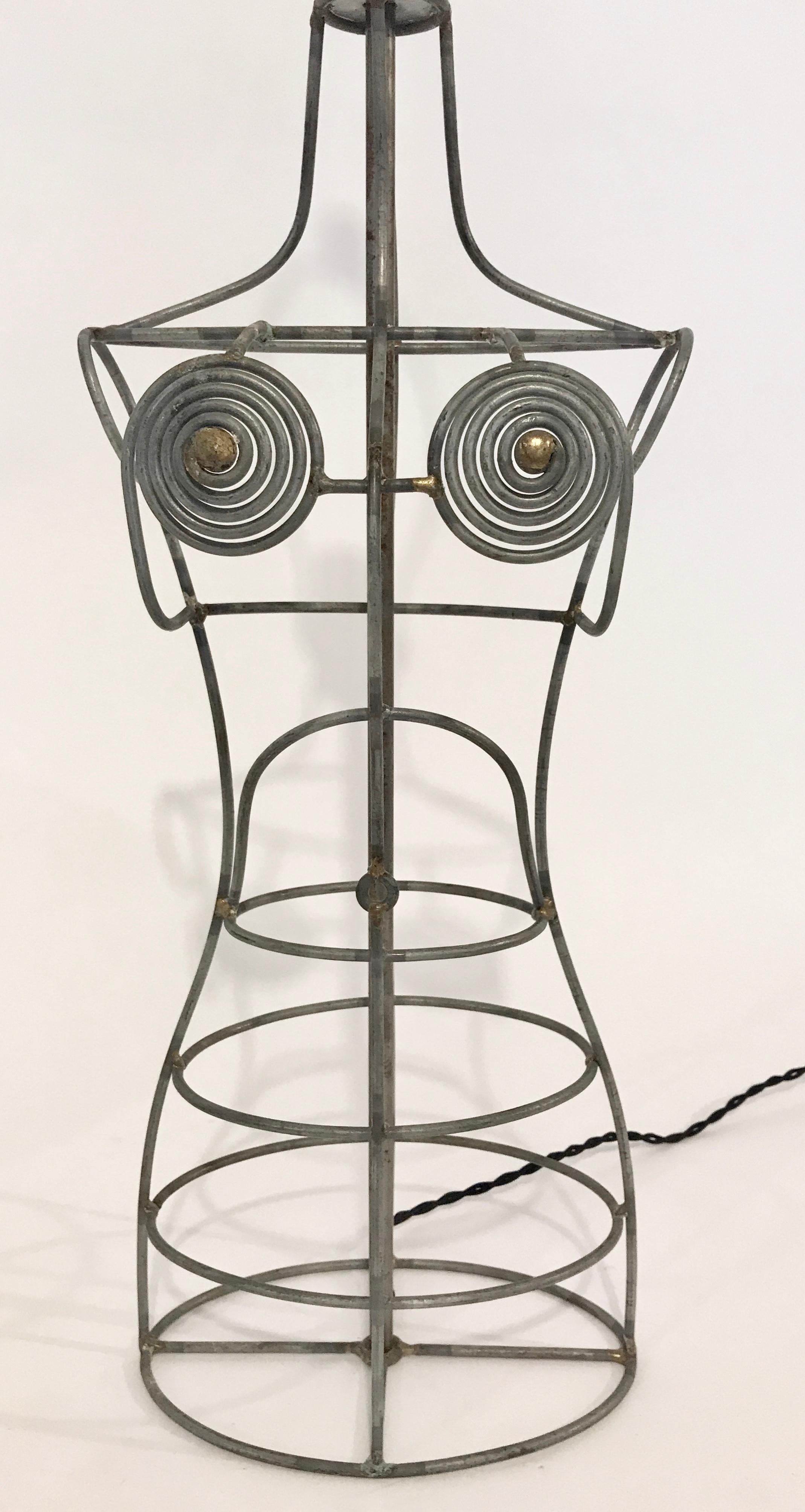 French Welded Steel Wire Dress Form Table Lamp, C. 1970 For Sale 6