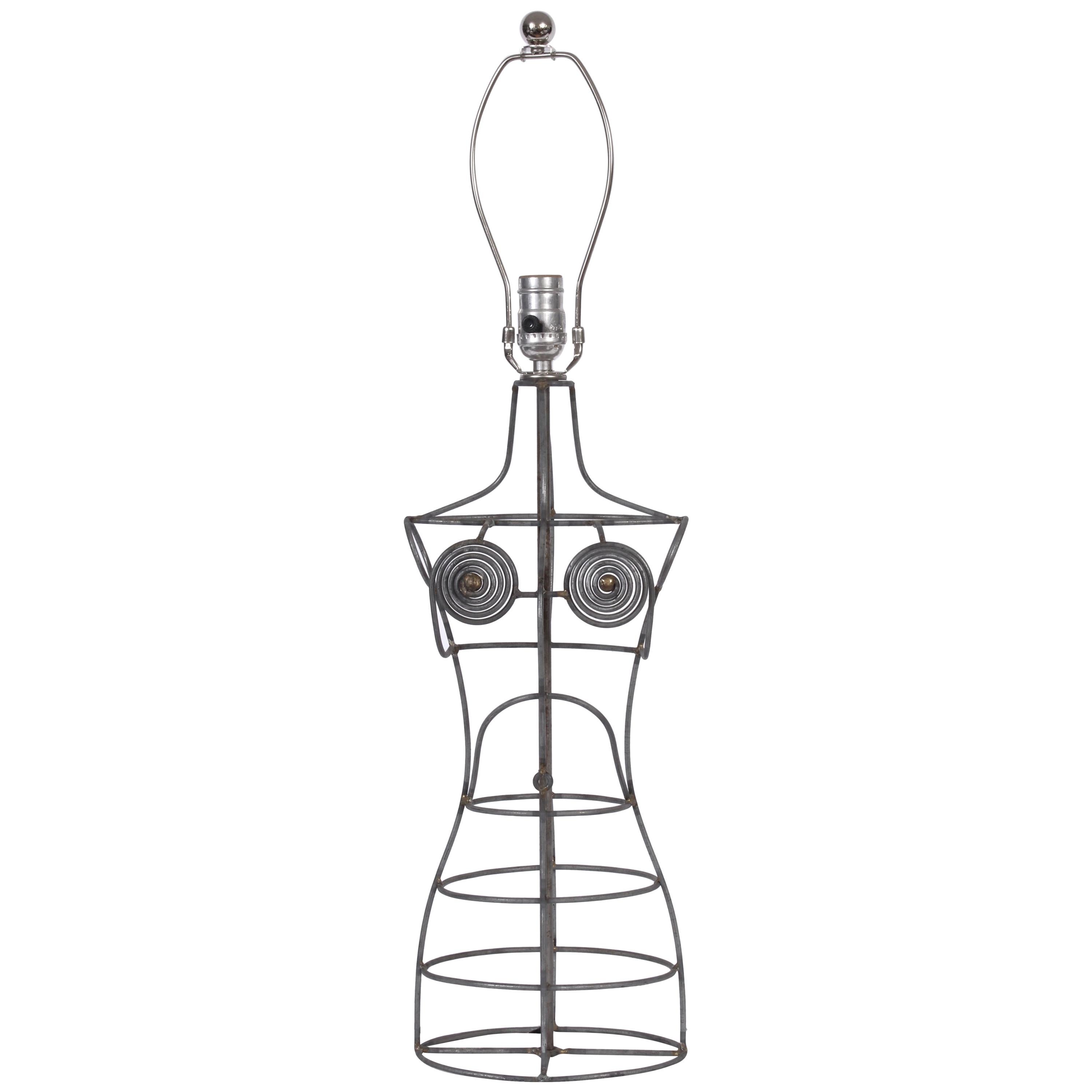 Lampe de bureau française en forme de robe en fil d'acier soudé, vers 1970