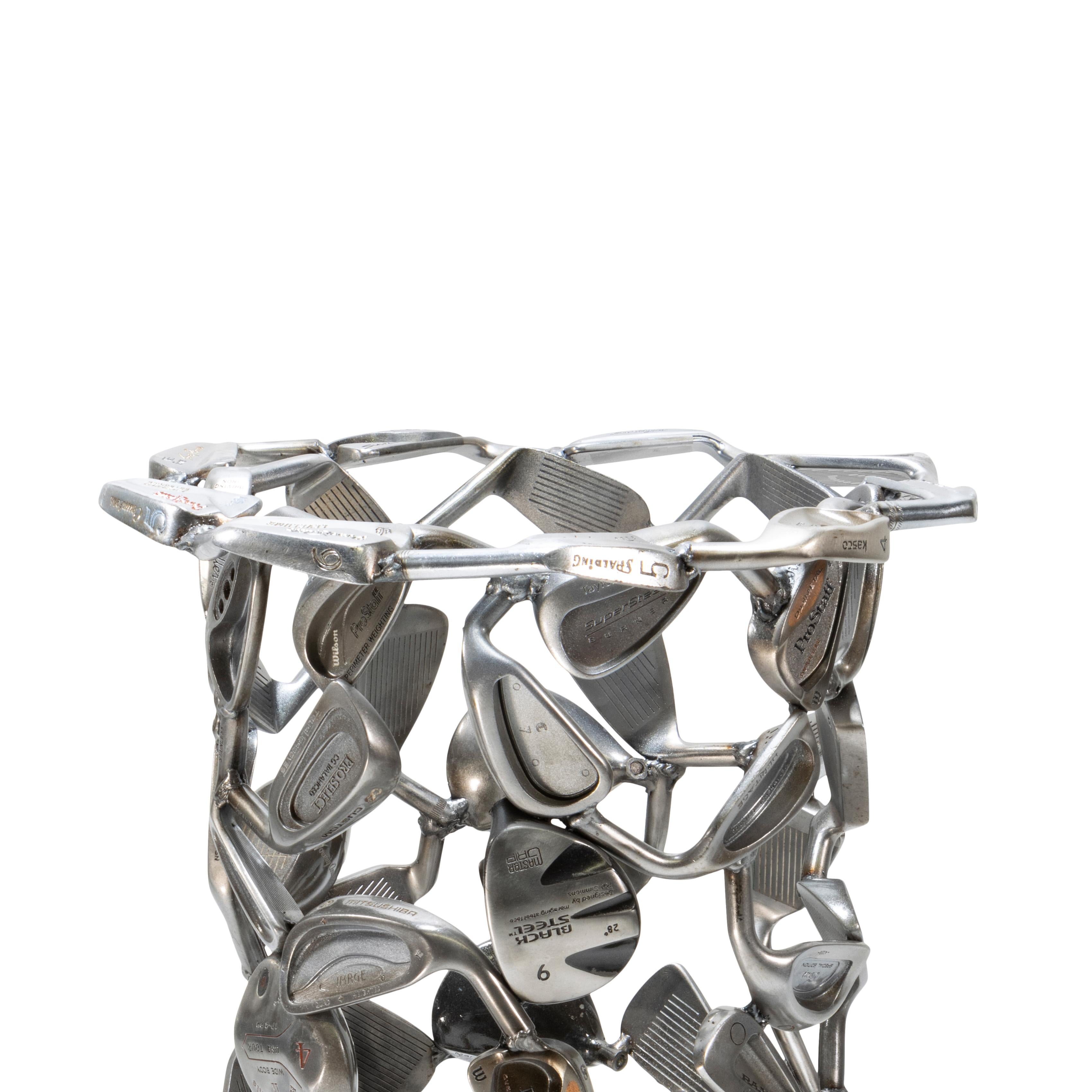 Contemporary Welded Golf Club Umbrella Stand with Clubs For Sale