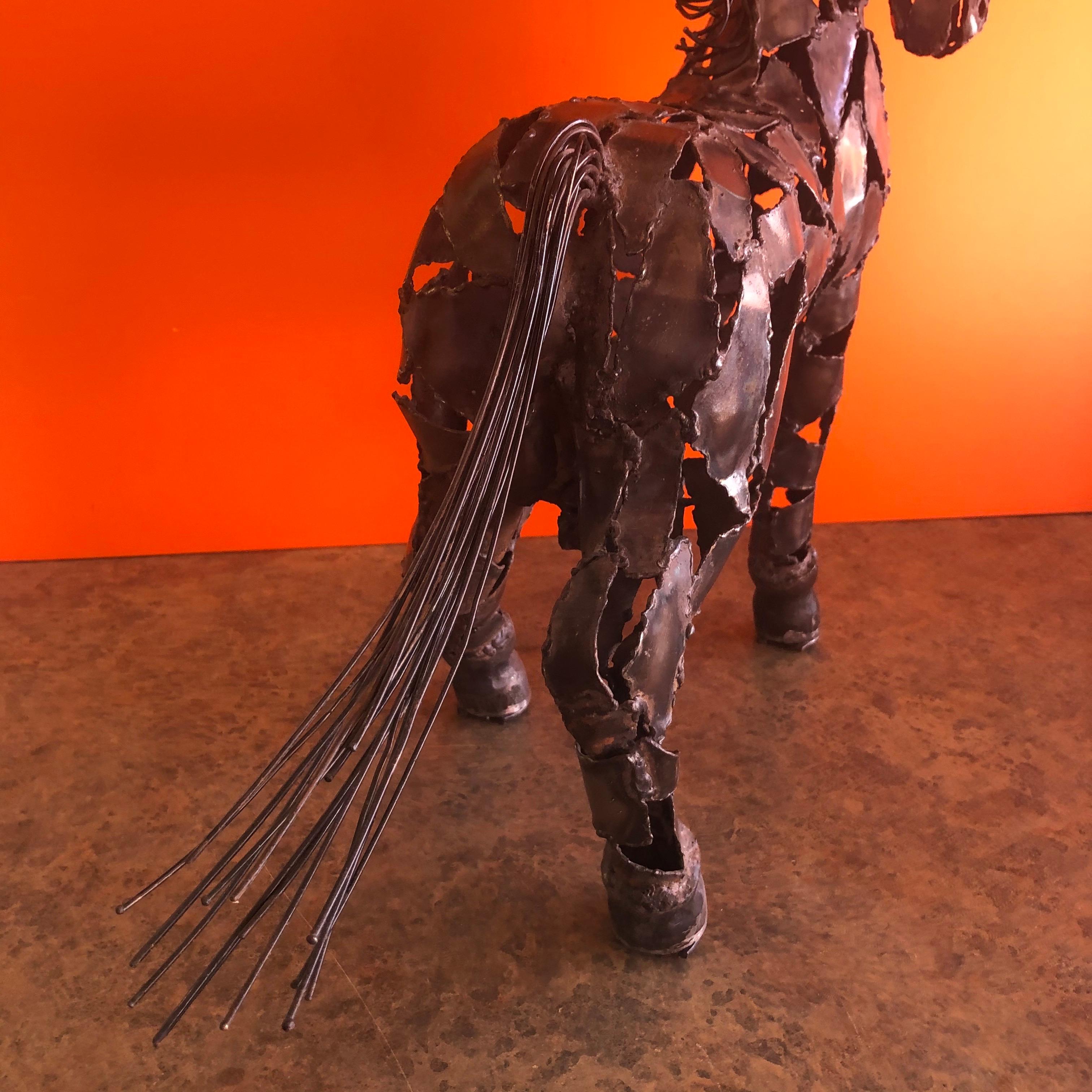 Welded Metal Horse Sculpture by J. Rivas in the Style of Jiang Tie-Feng 2