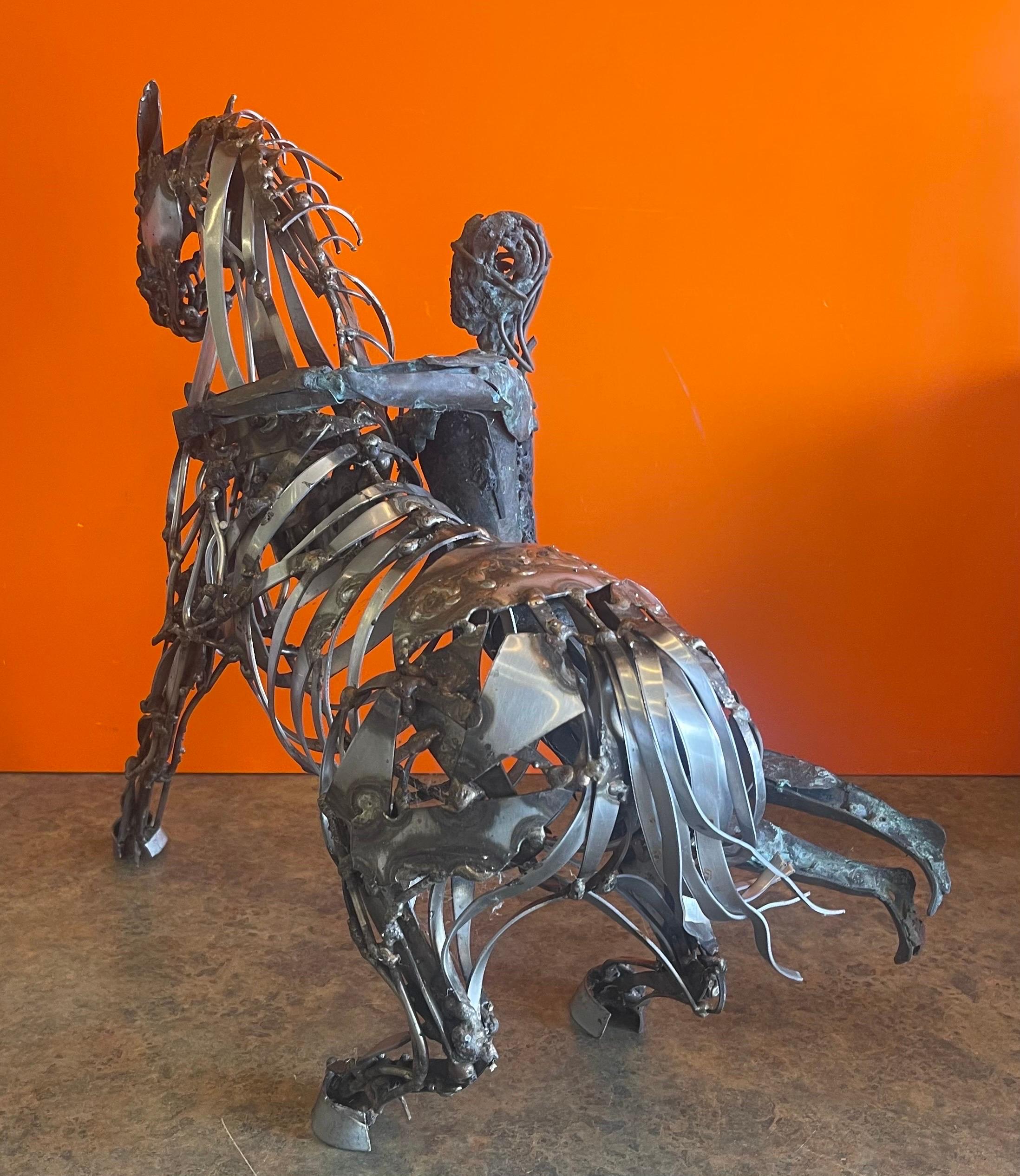 Welded Metal Horse Sculpture by J. Rivas in the Style of Jiang Tie-Feng For Sale 2
