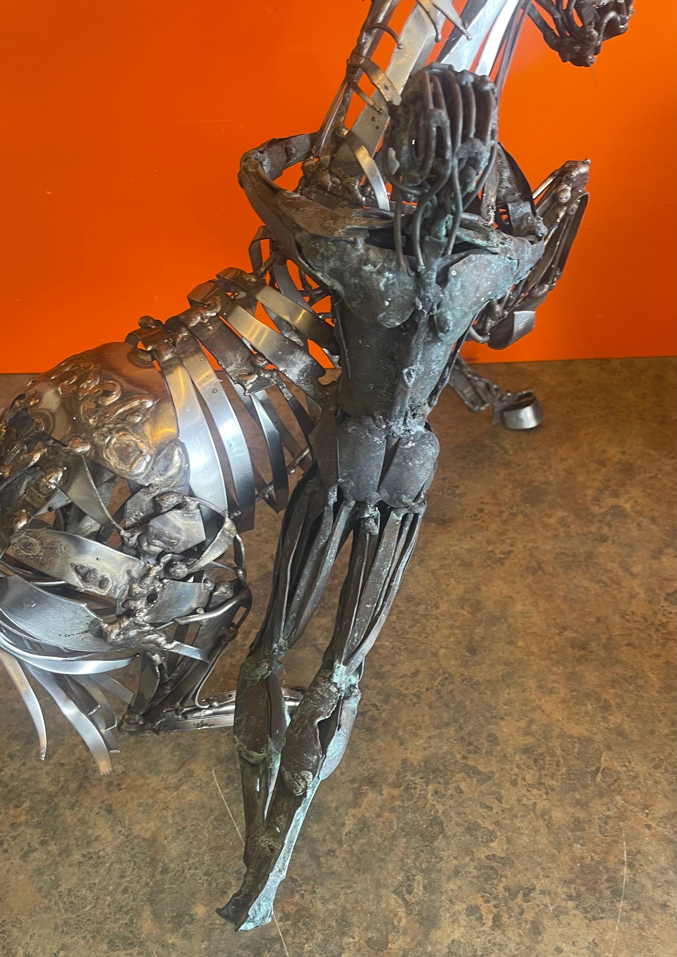 Welded Metal Horse Sculpture by J. Rivas in the Style of Jiang Tie-Feng For Sale 3