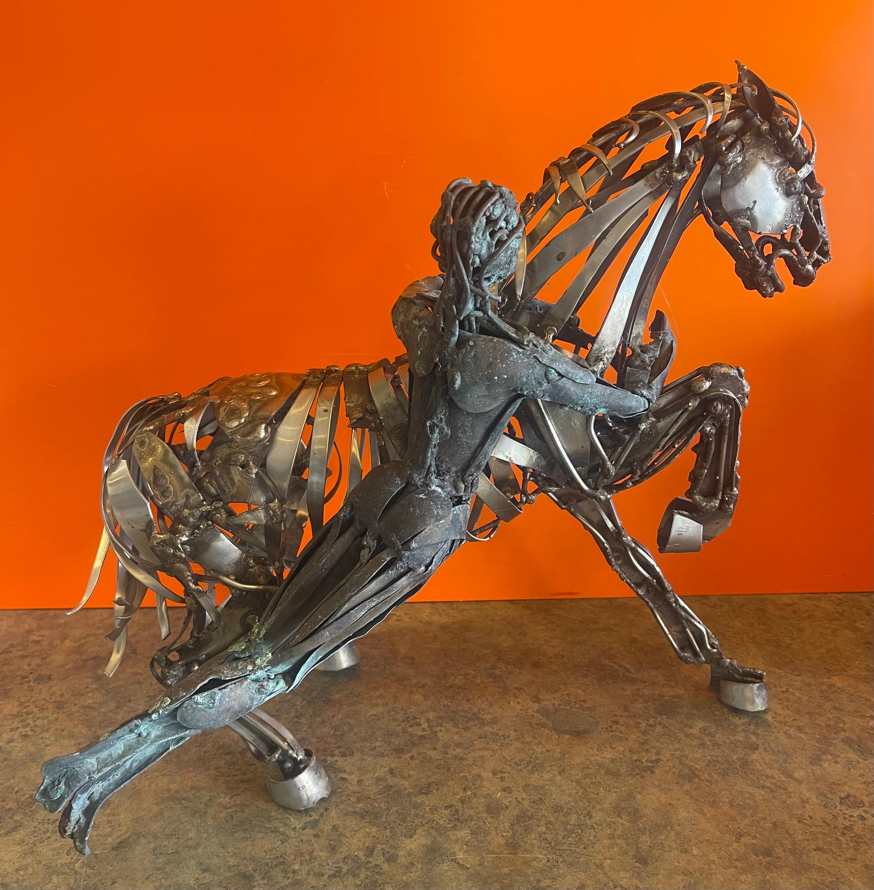 Welded Metal Horse Sculpture by J. Rivas in the Style of Jiang Tie-Feng For Sale 4