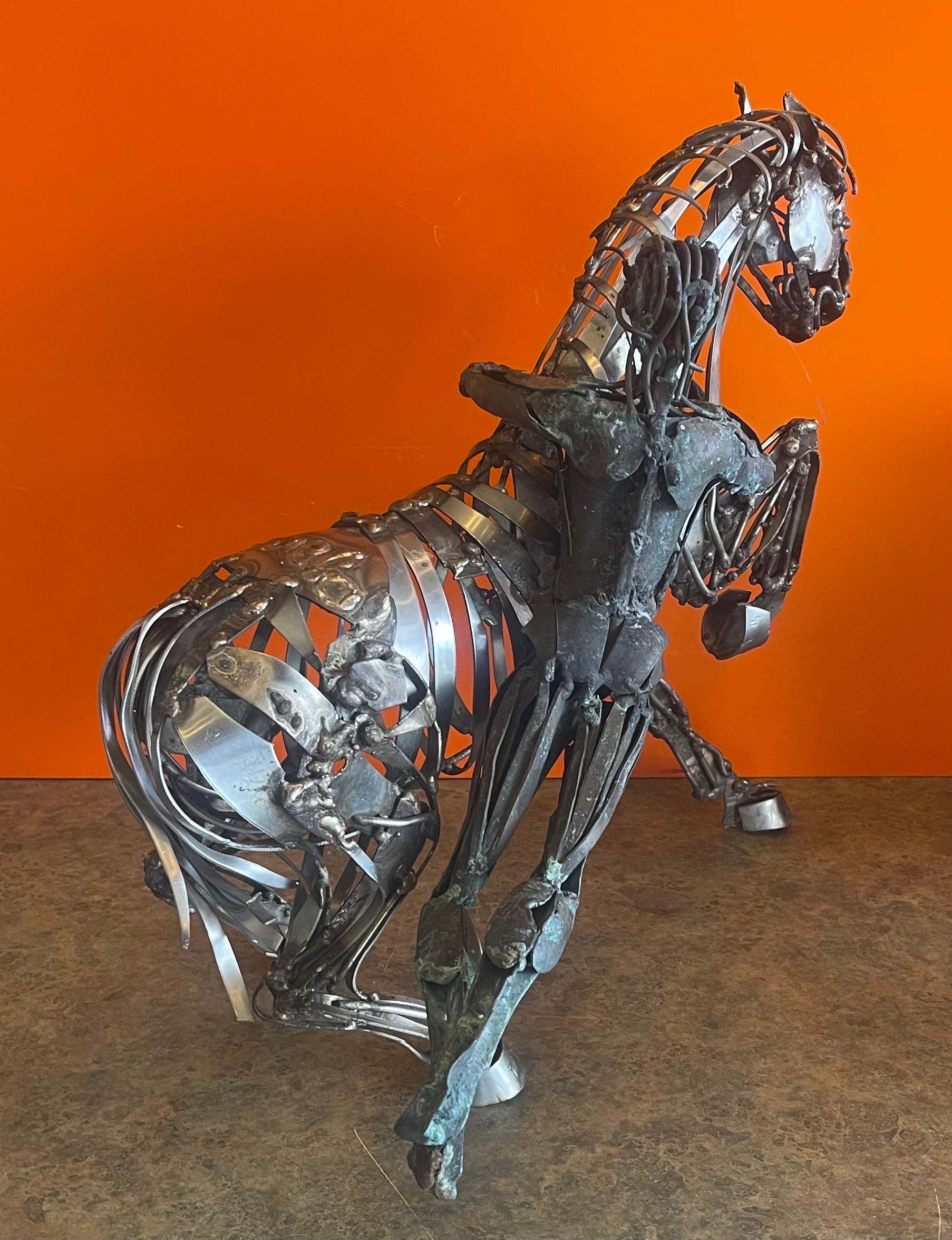 Welded Metal Horse Sculpture by J. Rivas in the Style of Jiang Tie-Feng For Sale 5