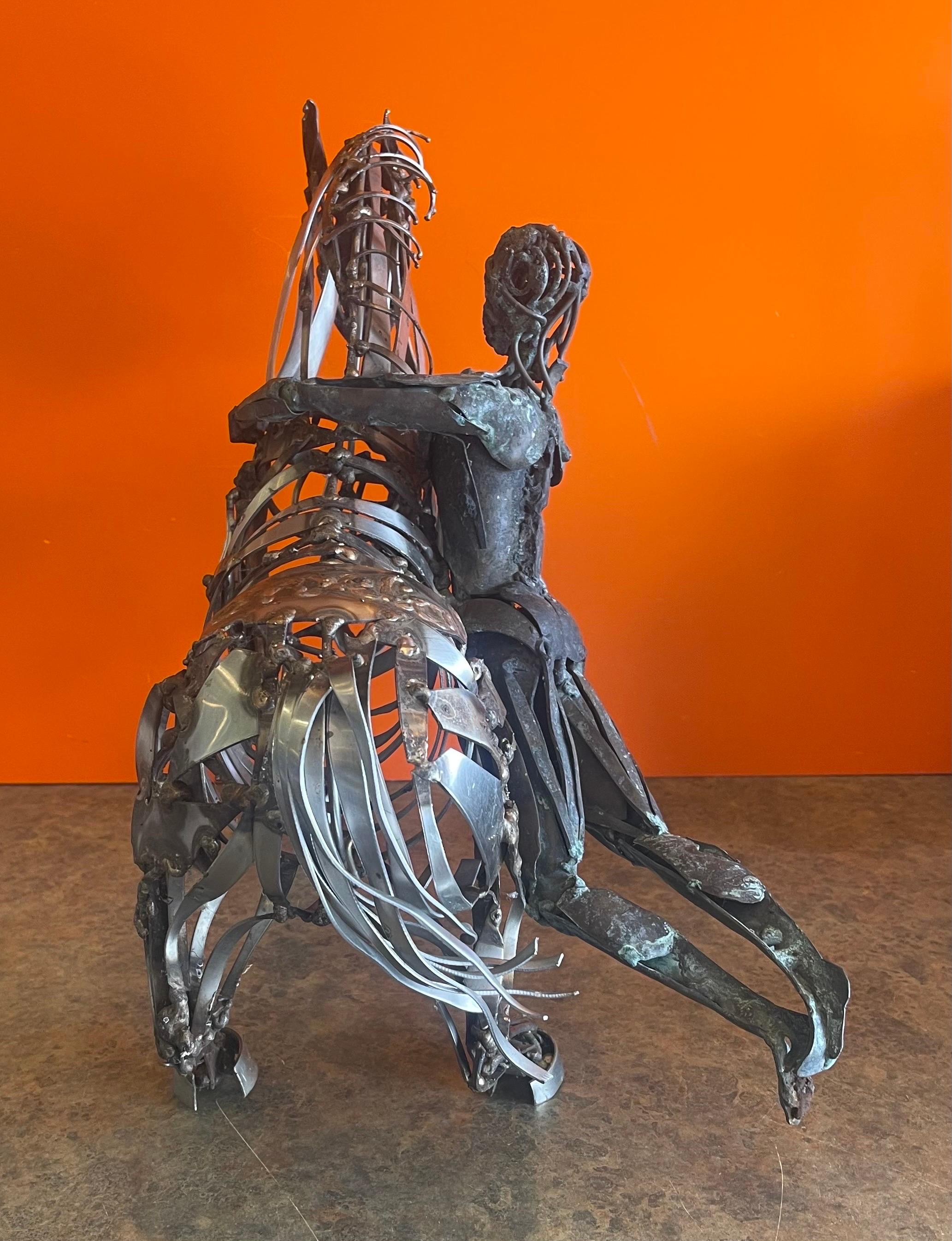 Welded Metal Horse Sculpture by J. Rivas in the Style of Jiang Tie-Feng For Sale 6