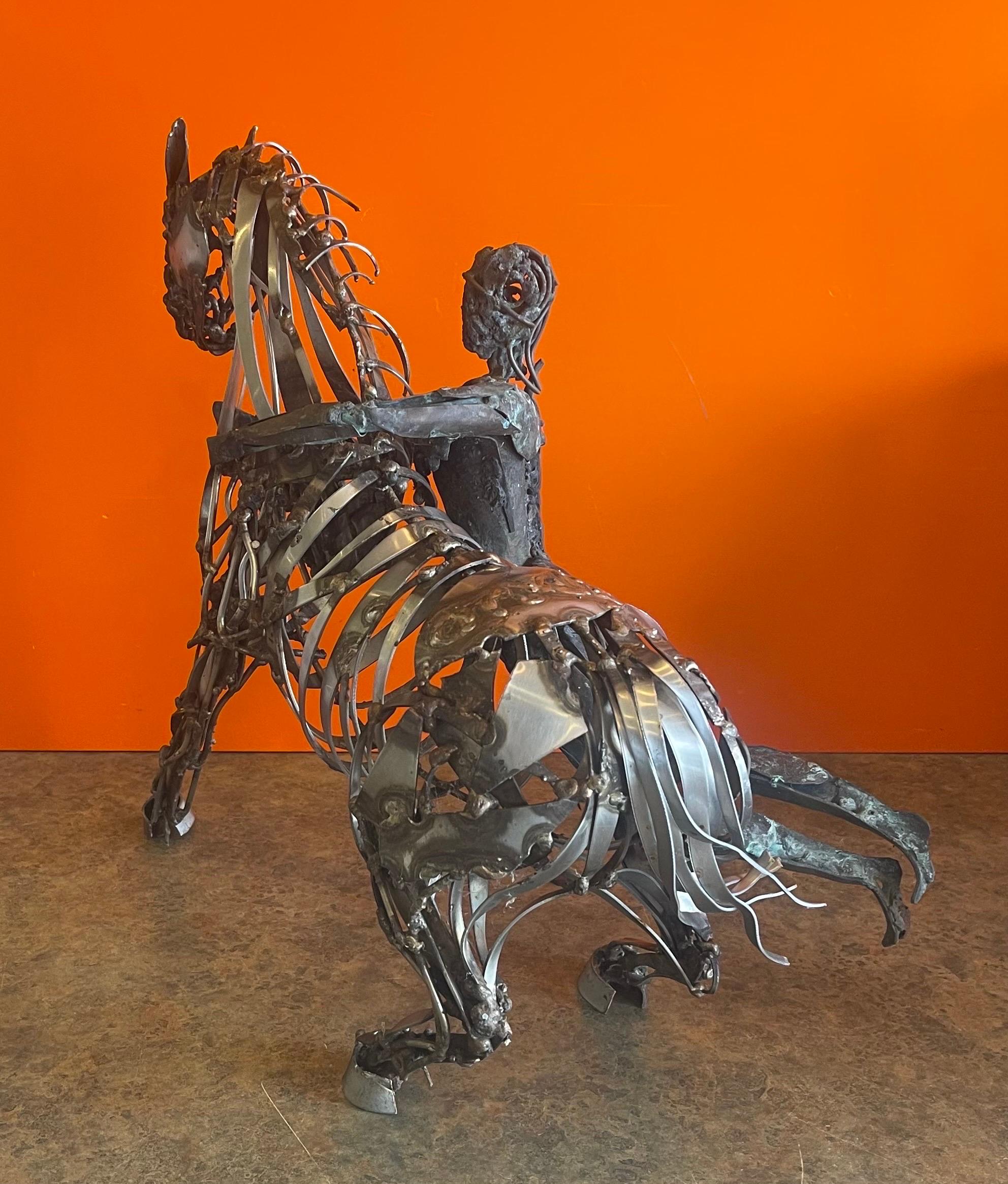 Welded Metal Horse Sculpture by J. Rivas in the Style of Jiang Tie-Feng For Sale 1