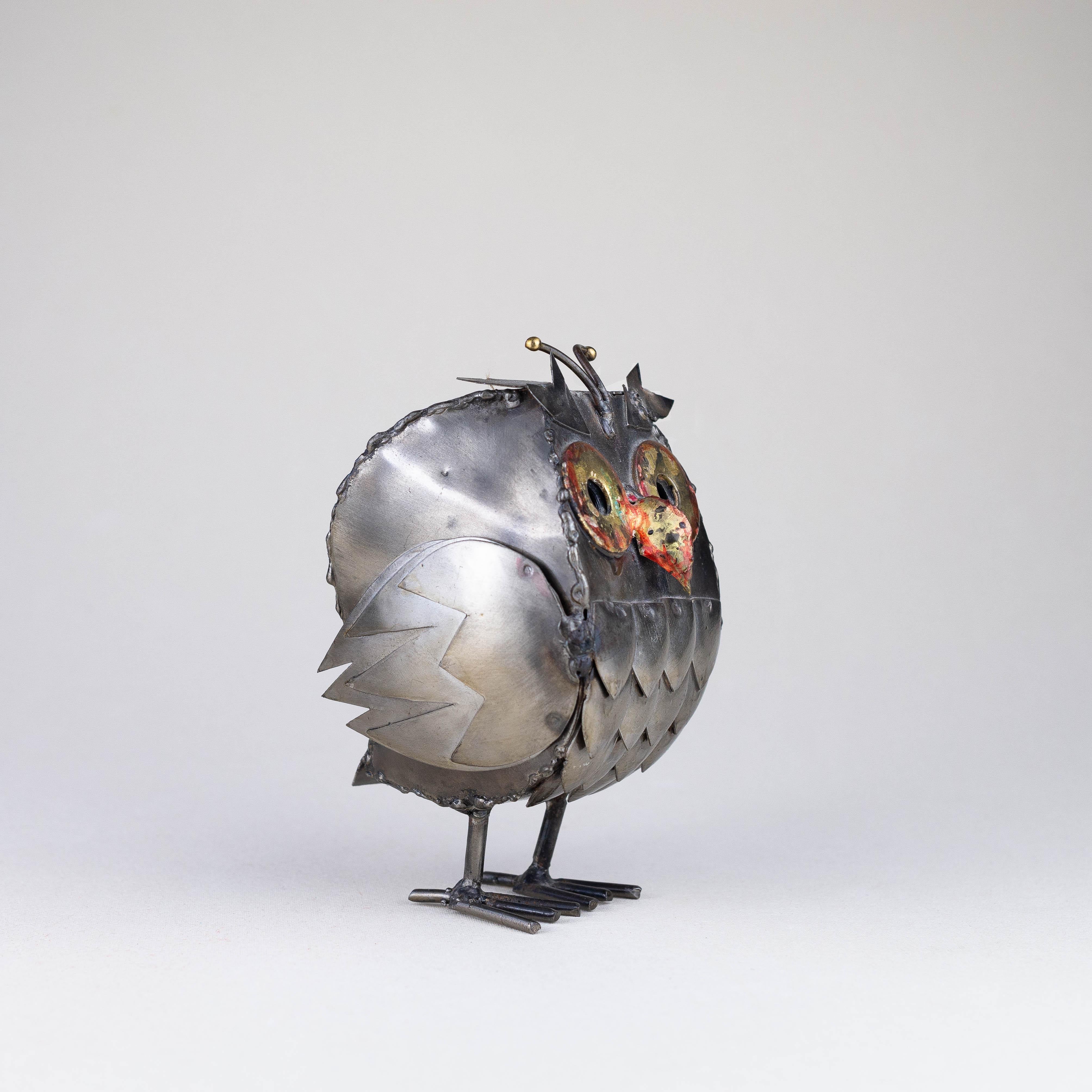 Welded Owl Metal Sculpture, France 1970s In Good Condition For Sale In ROUEN, FR